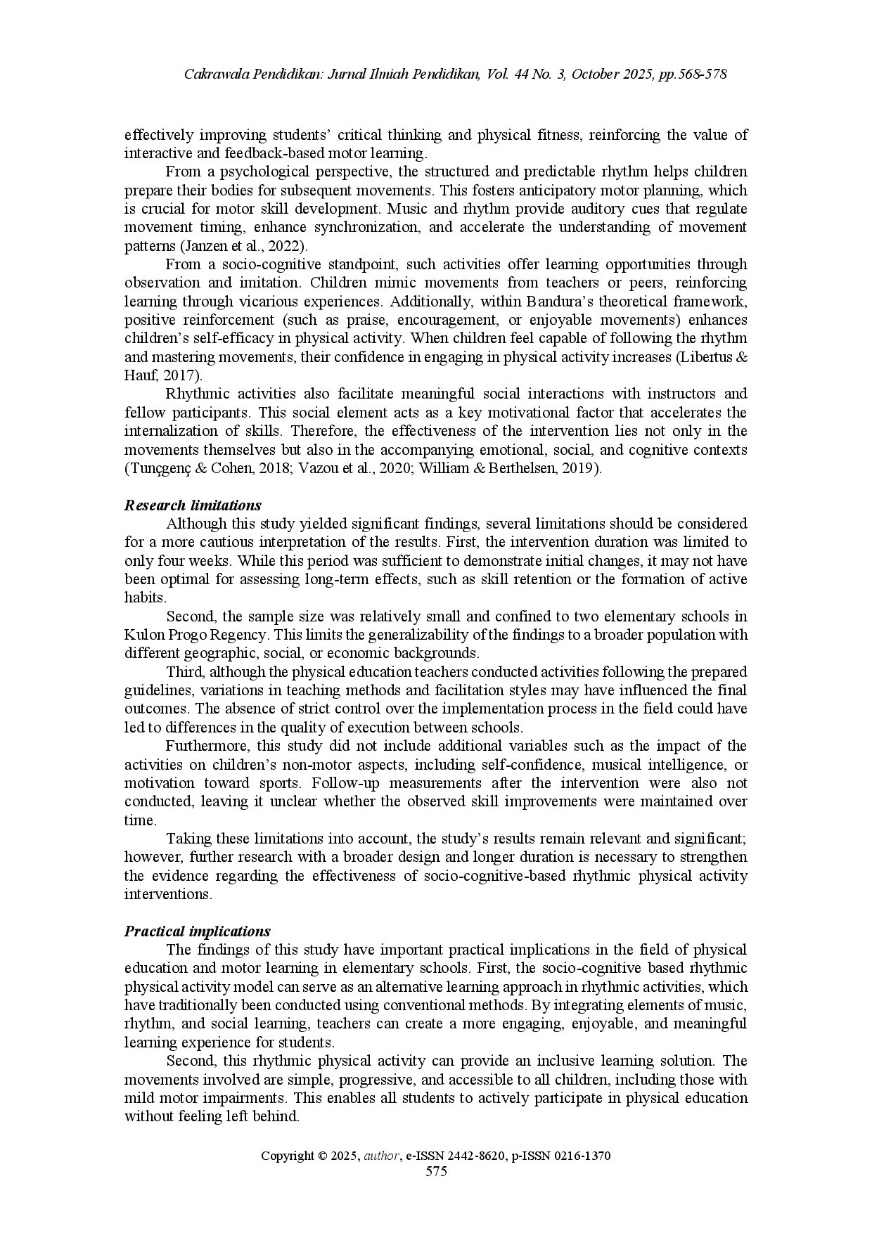 juris Sociocognitive rhythmic physical activity to improve basic movement skills in primary learners
