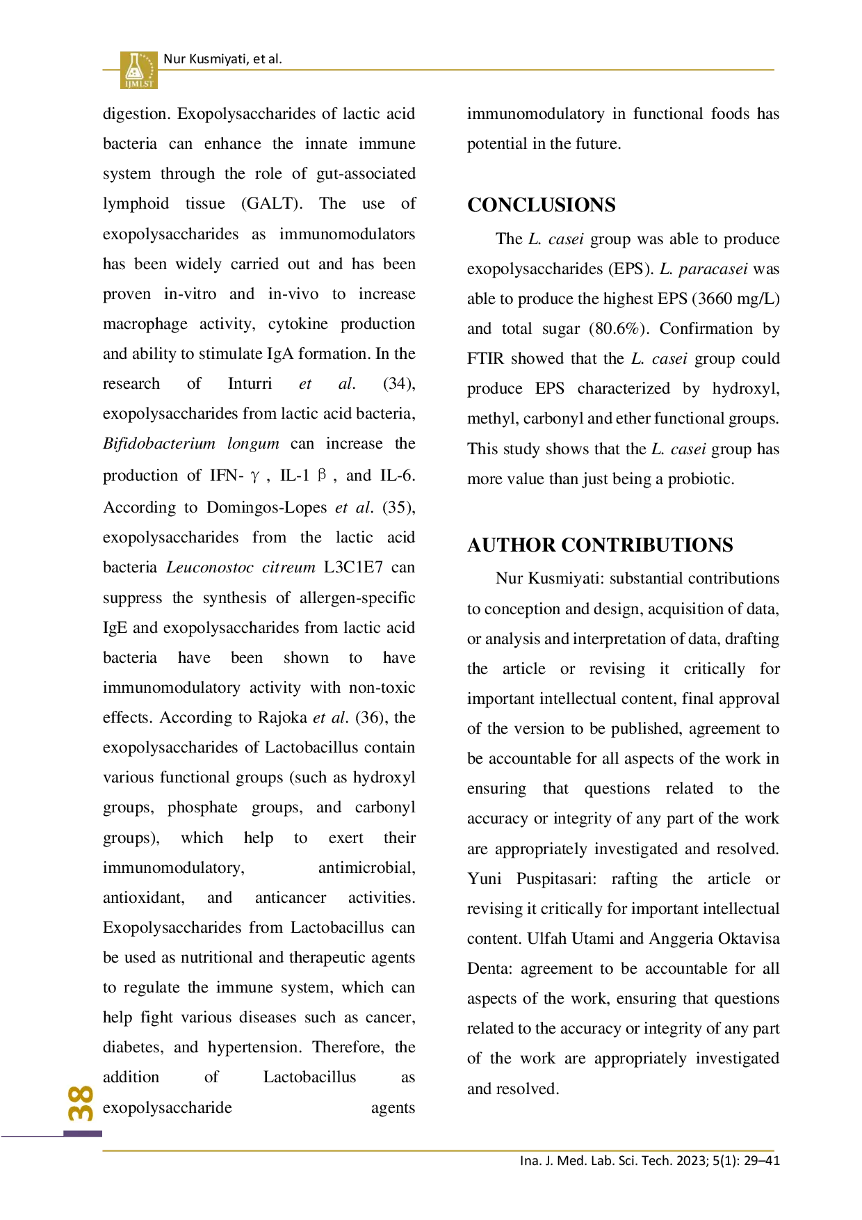 juris Analysis of Exopolysaccharides in Lactobacillus casei group Probiotics from Human Breast Milk