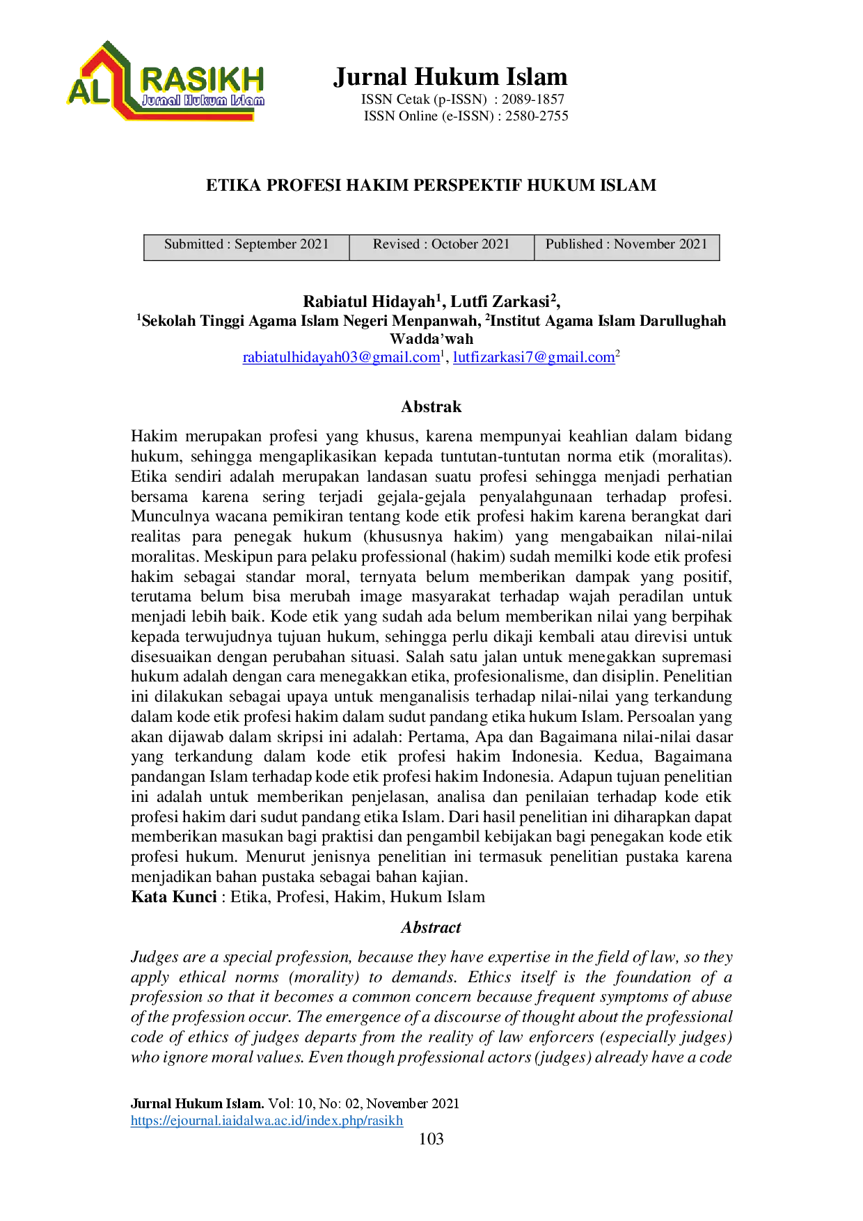 juris Etika Profesi Hakim Perspektif Hukum Islam