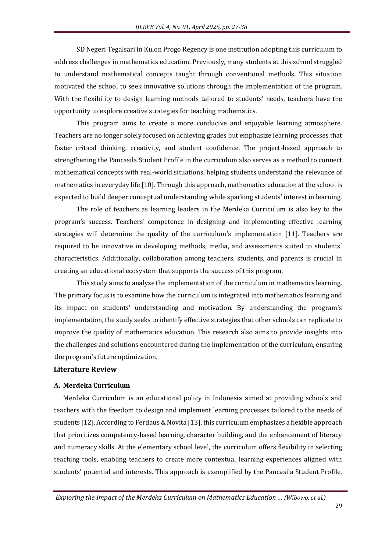 JURIS Exploring the Impact of the Merdeka Curriculum on Mathematics Education in Elementary Schools