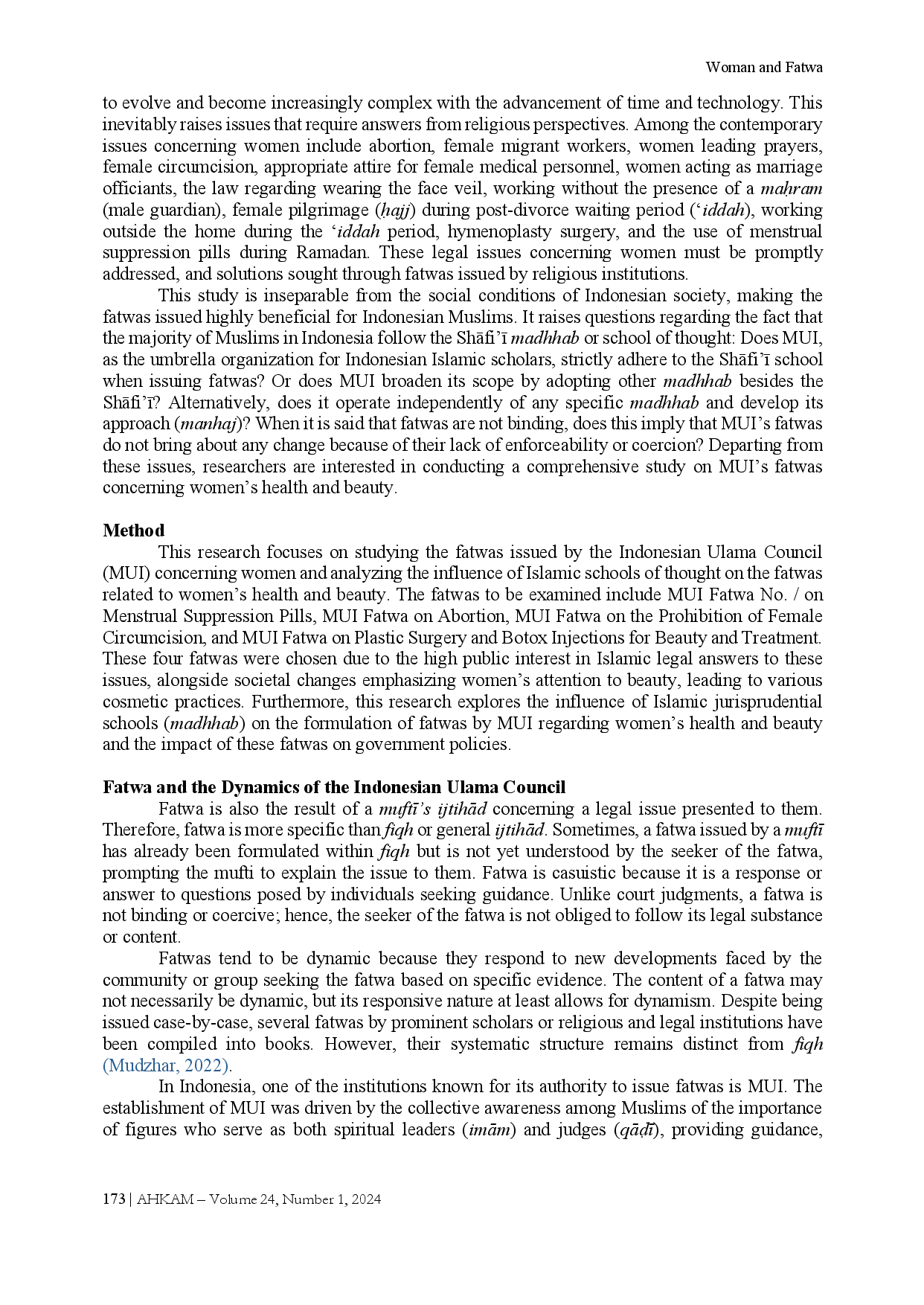 juris Woman and Fatwa an Analytical Study of MUI s Fatwa on Women s Health and Beauty
