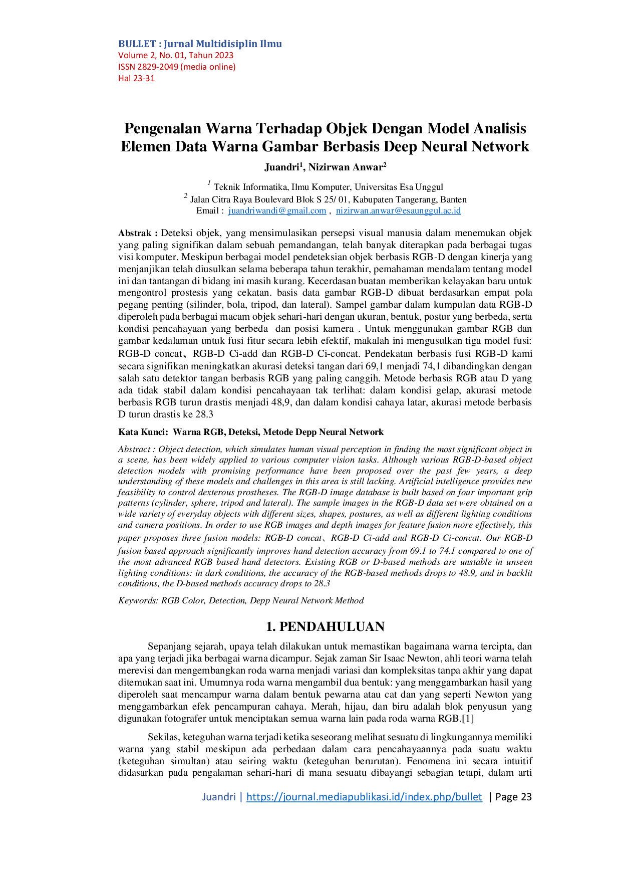 JURIS Color Recognition of Objects Using Image Color Data Element Analysis Model Based on Deep Neural Network