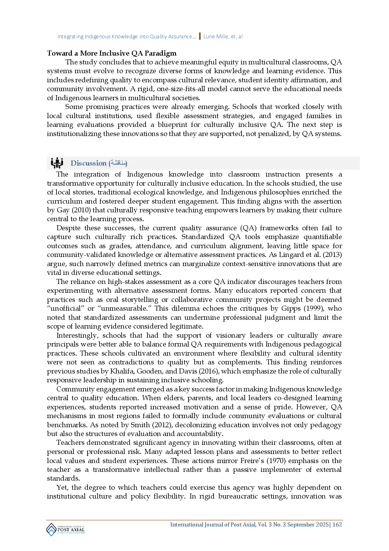 juris Integrating Indigenous Knowledge into Quality Assurance Standards in Multicultural Classrooms