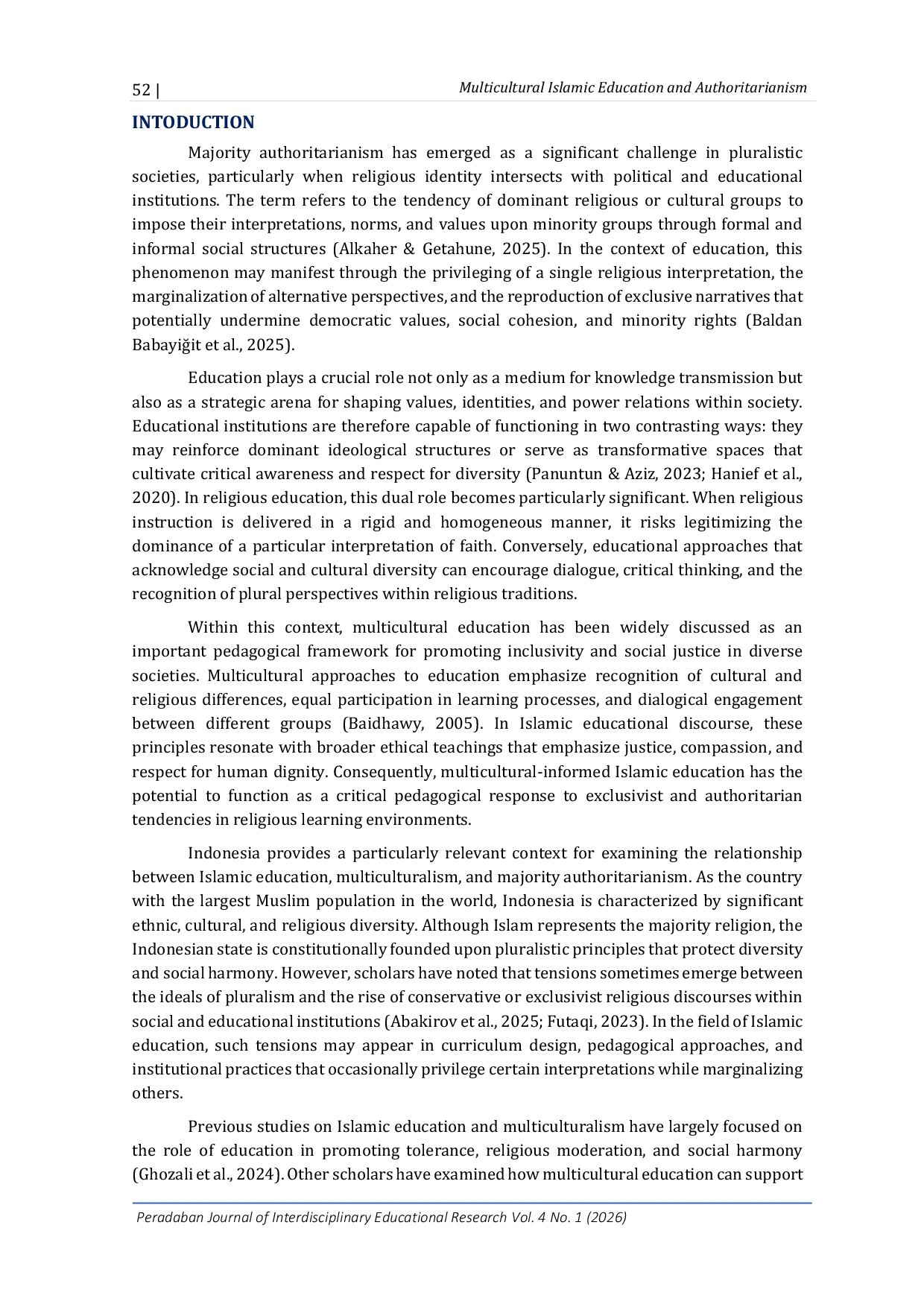 JURIS Multicultural Islamic Education and the Challenge of Majority Authoritarianism in Indonesia