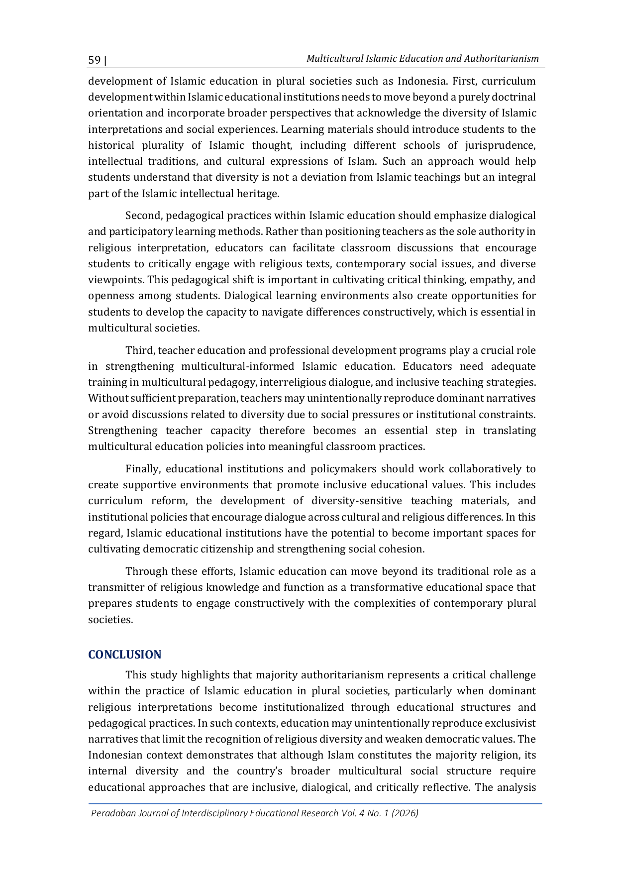 JURIS Multicultural Islamic Education and the Challenge of Majority Authoritarianism in Indonesia