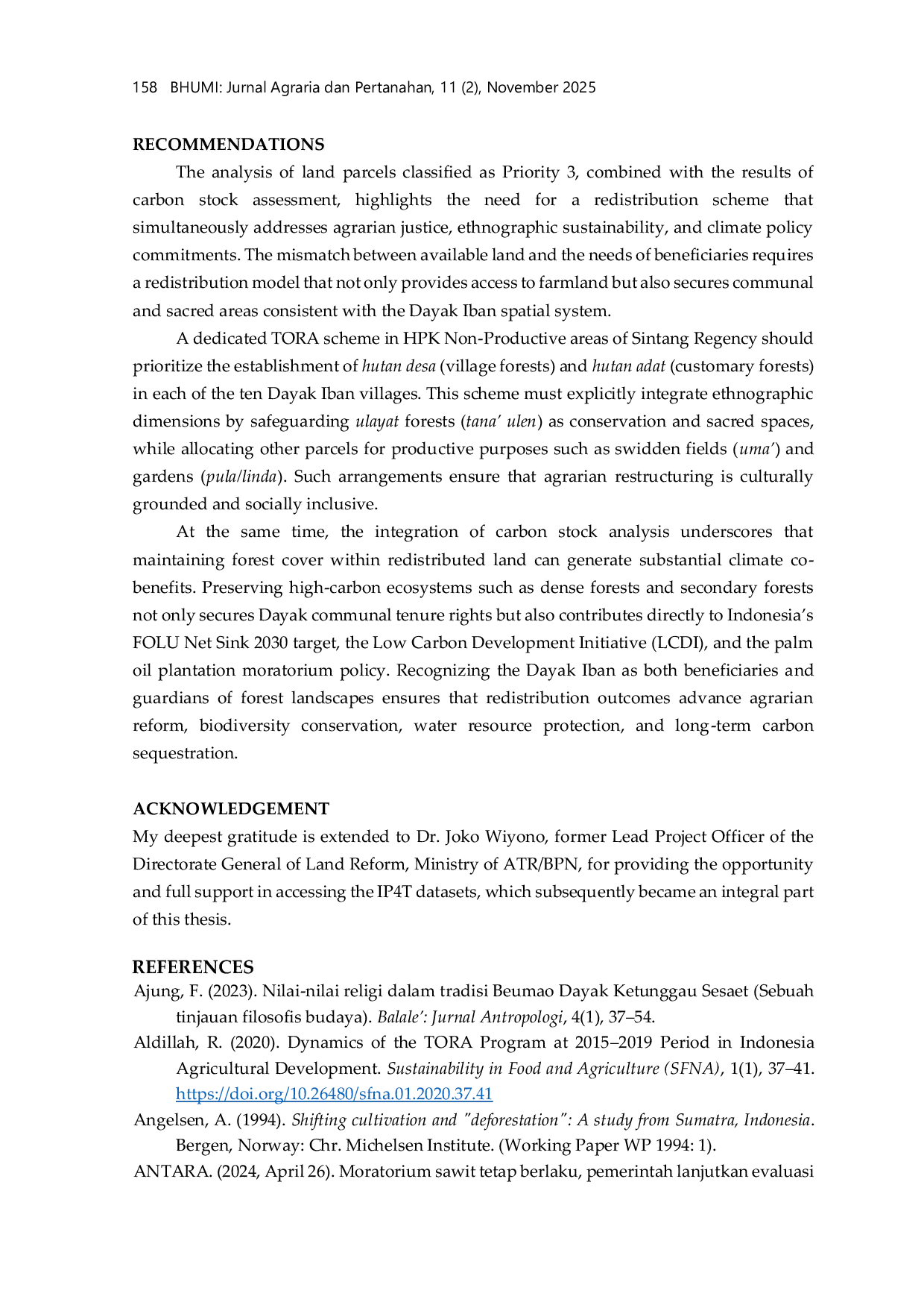 JURIS Spatial Analysis of the Land Object of Agrarian Reform Redistribution Priorities for Supporting Low Carbon Development