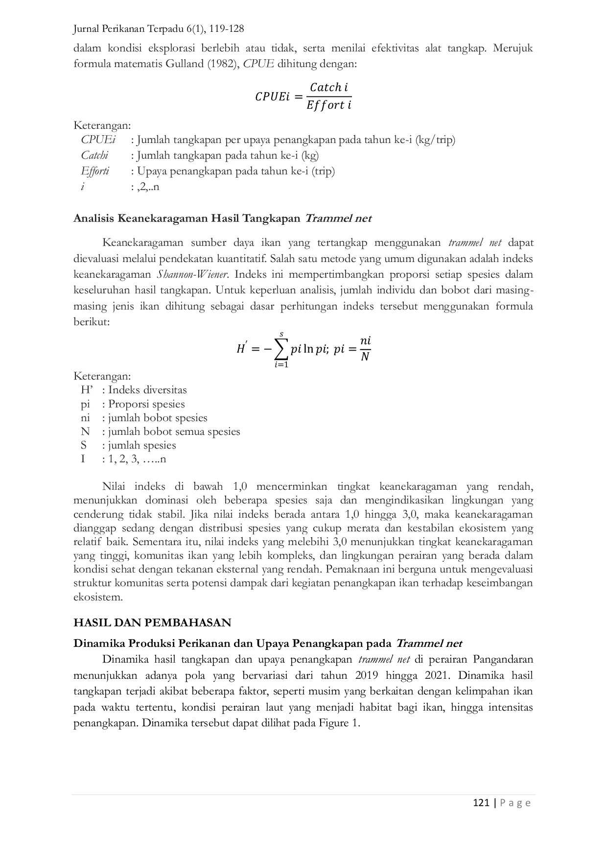 JURIS Composition and Diversity of Trammel net Catches Landed at PPI Cikidang Pangandaran