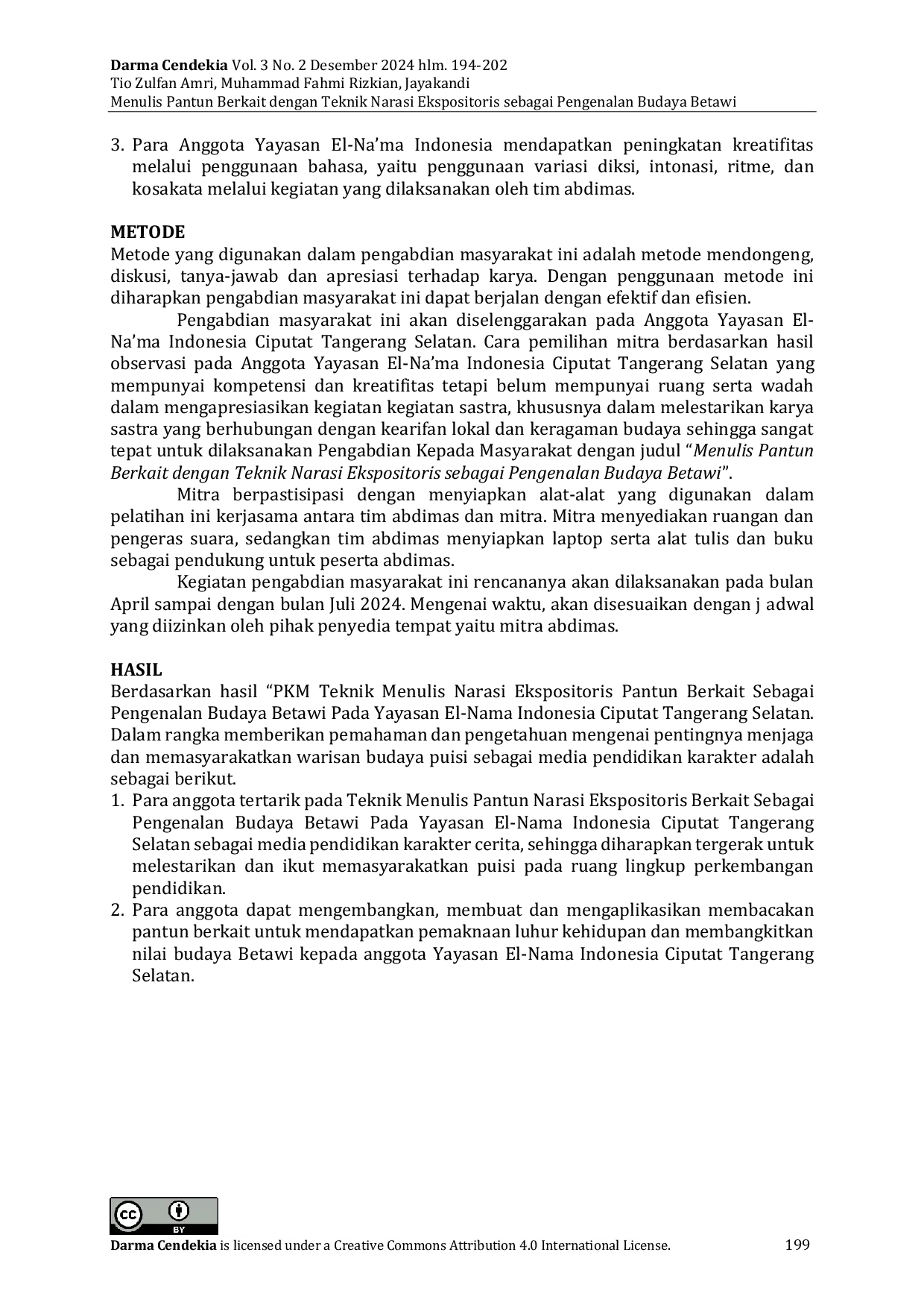 JURIS Menulis Pantun Berkait dengan Teknik Narasi Ekspositoris sebagai Pengenalan Budaya Betawi