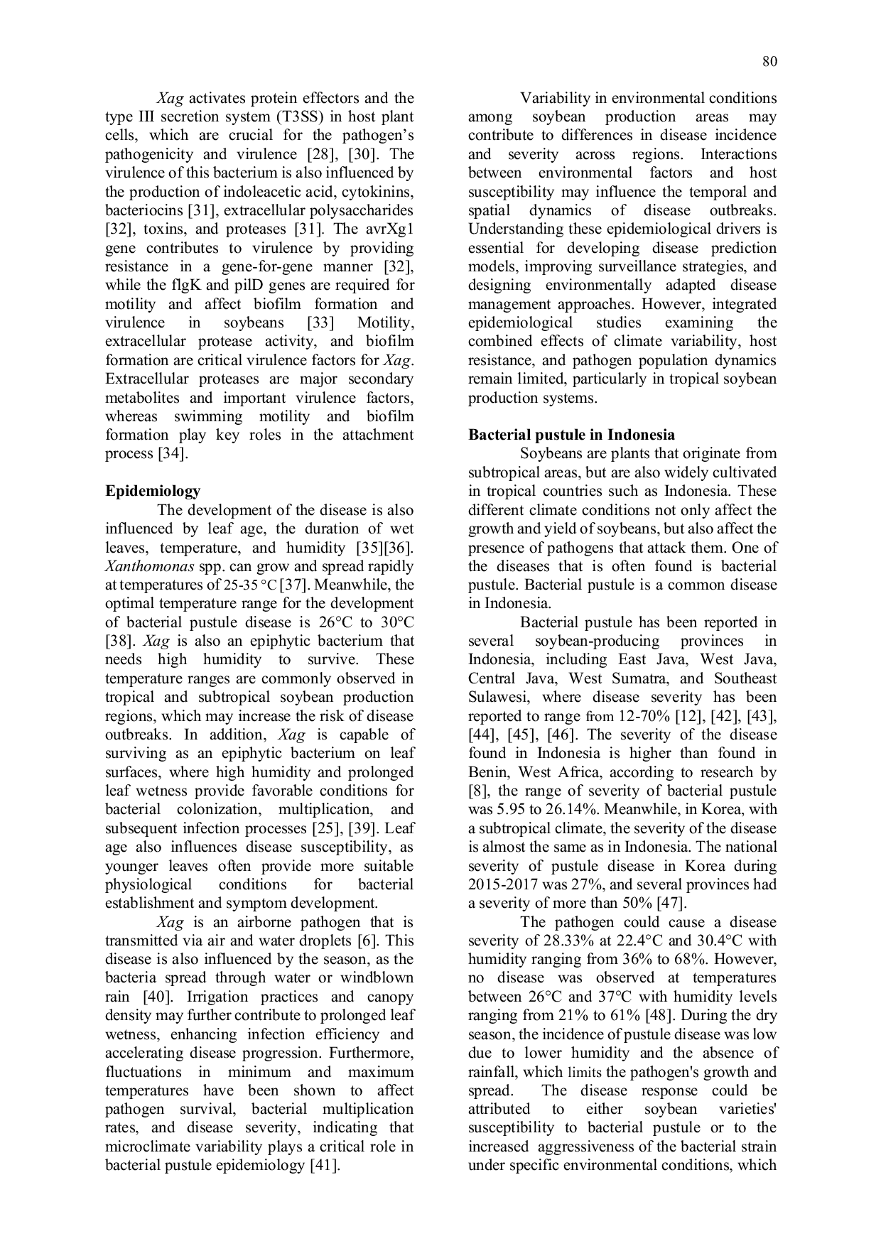 JURIS A Review Bacterial Pustule of Soybean Caused by Xanthomonas Axonopodis Pv Glycines Epidemiology Economic Impact and Status in Indonesia