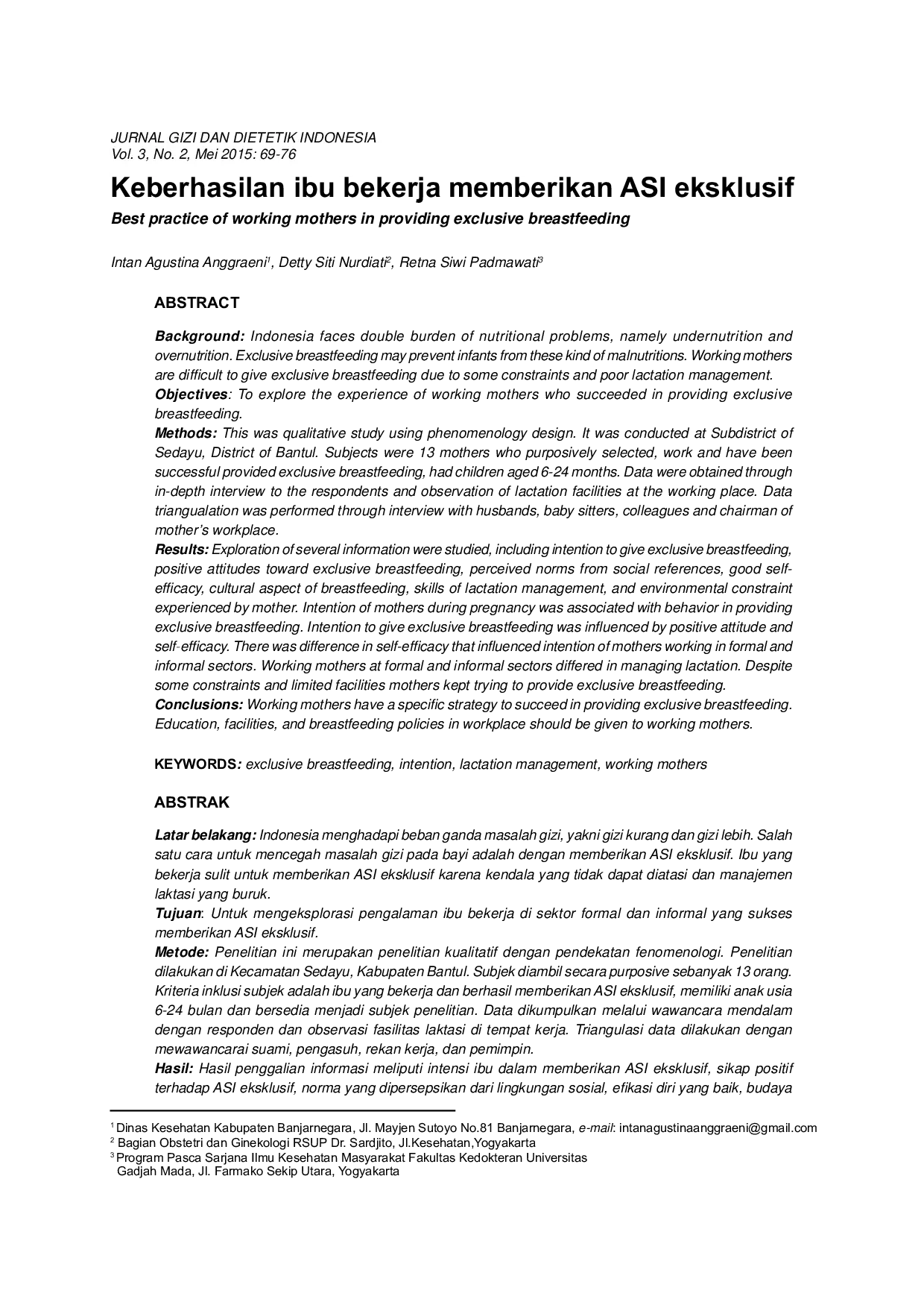 JURIS Keberhasilan Ibu Bekerja Memberikan ASI Eksklusif