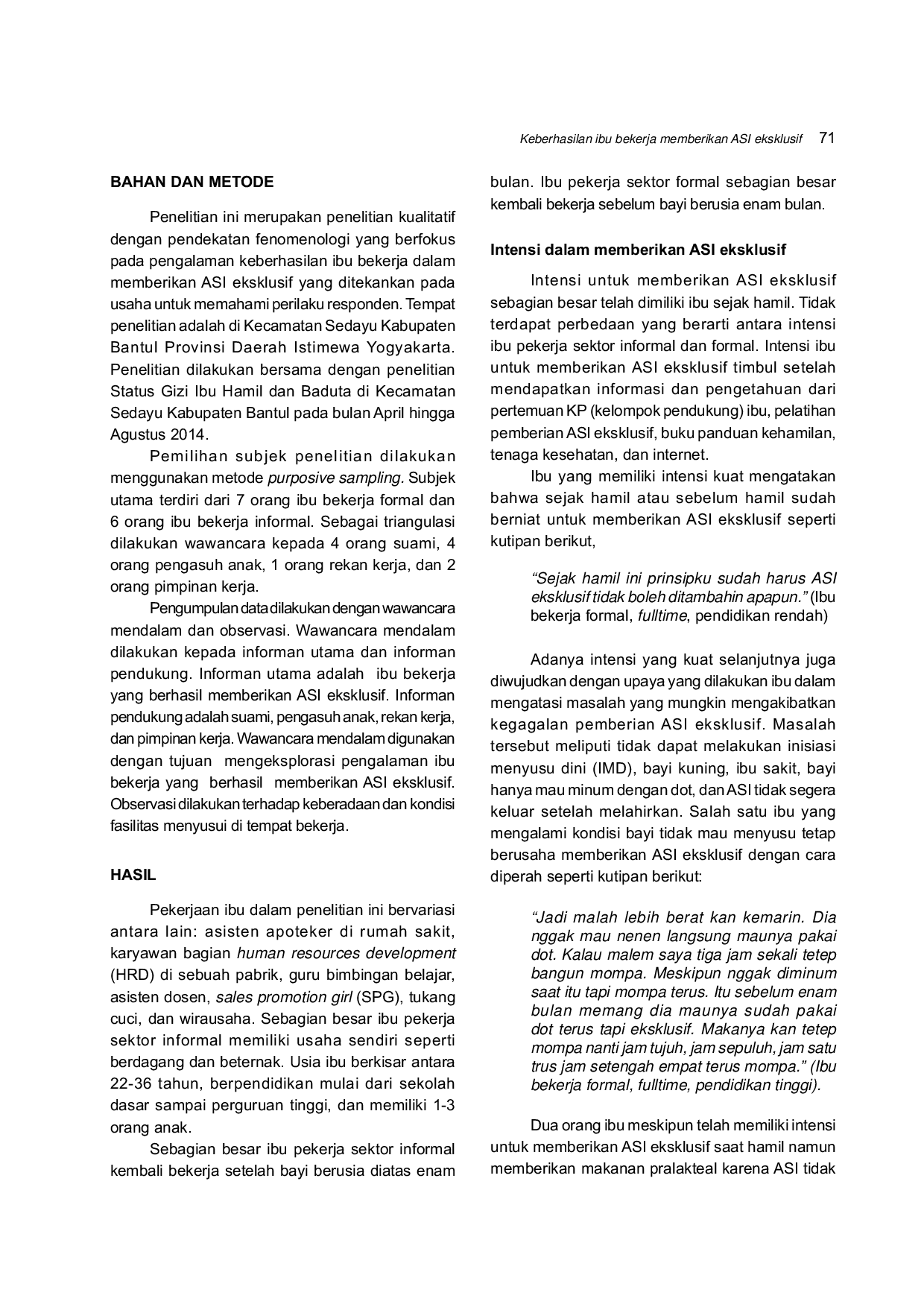 JURIS Keberhasilan Ibu Bekerja Memberikan ASI Eksklusif