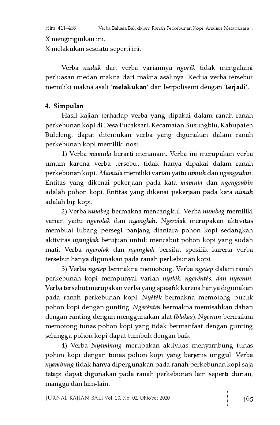 juris Verba Bahasa Bali dalam Ranah Perkebunan Kopi Analisis Metabahasa Semantik Alami