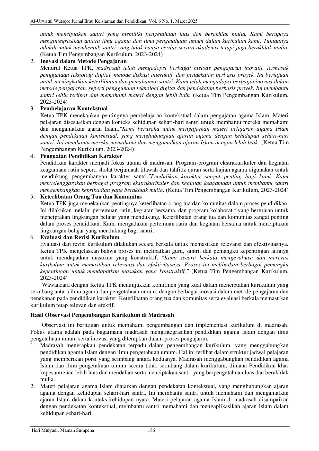 JURIS Konsep Pengembangan Kurikulum Pendidikan Agama Islam PAI Di MTs Persis Sadang