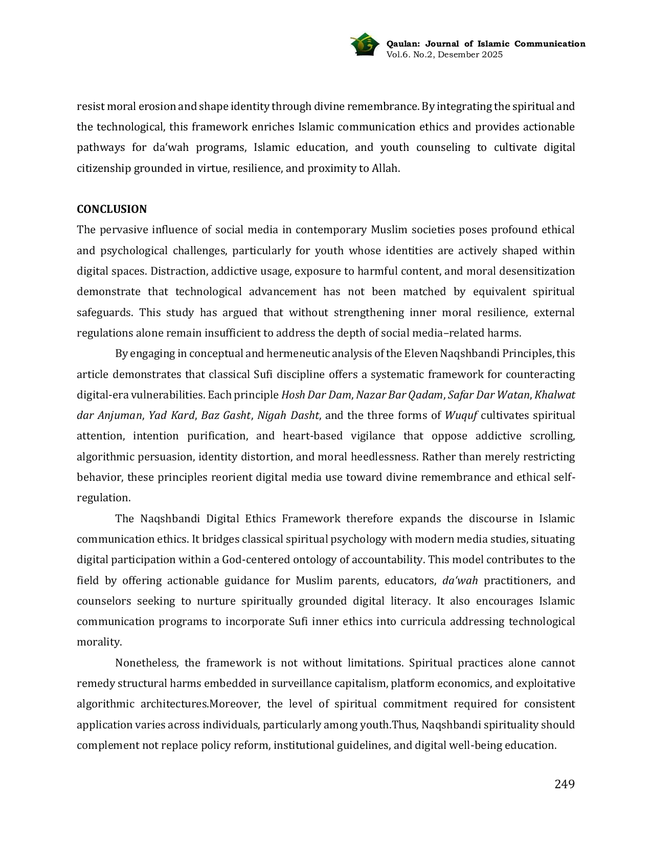 JURIS Naqshbandi Spirituality and the Digital Age A Conceptual Response to Social Media Related Moral Challenges