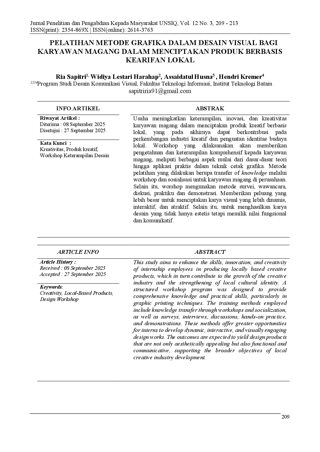 juris Pelatihan Metode Grafika Dalam Desain Visual Bagi Karyawan Magang Dalam Menciptakan Produk Berbasis Kearifan Lokal