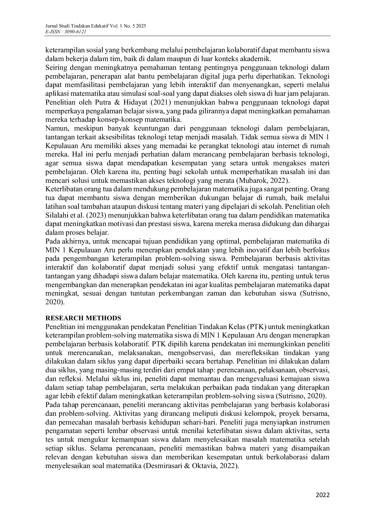 JURIS Enhancing Mathematical Problem Solving Skills through Collaborative Learning at MIN 1 Kepulauan Aru