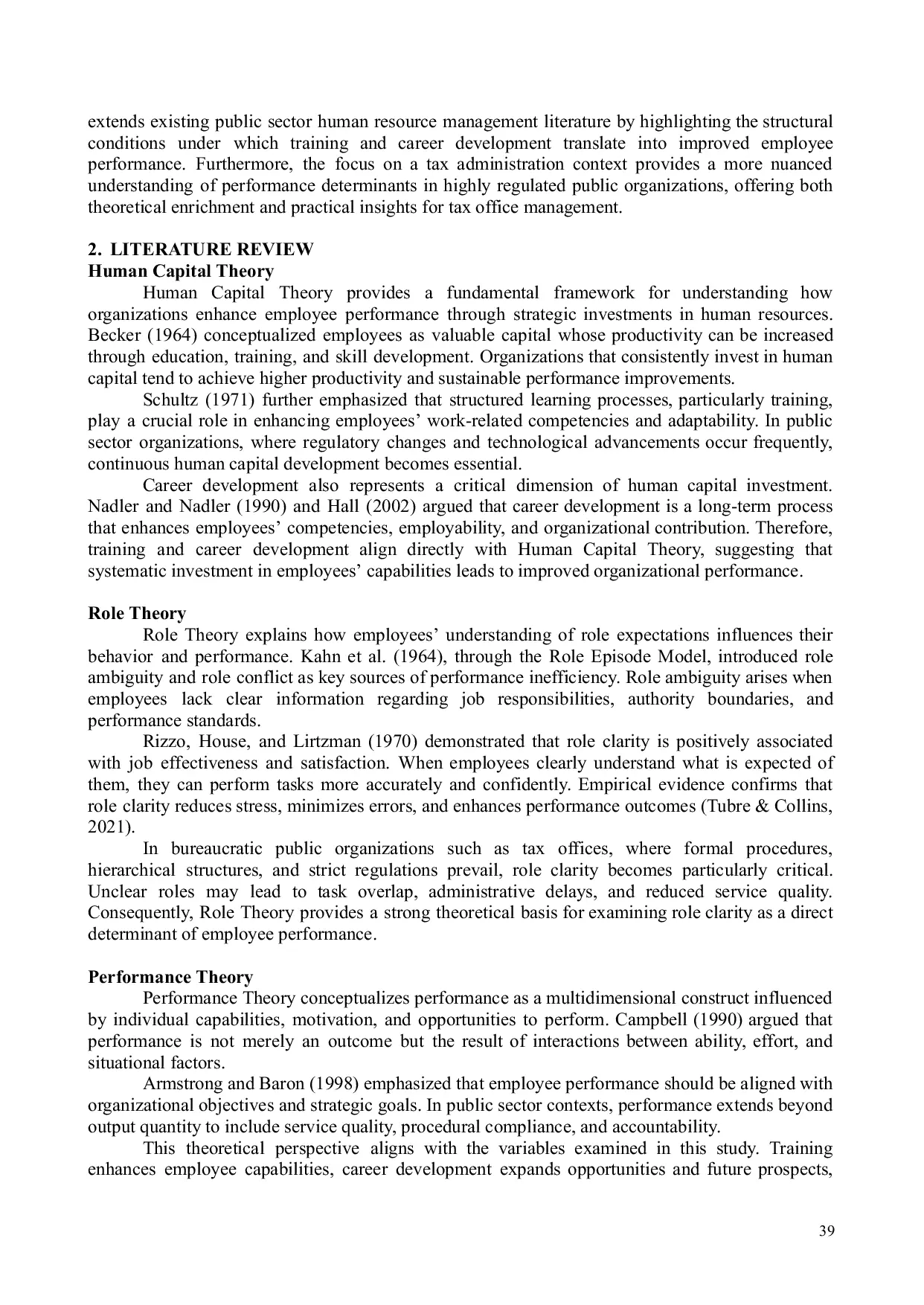 JURIS The Effect of Training Career Development and Role Clarity on the Performance of Employees at the Bogor Medium Tax Office