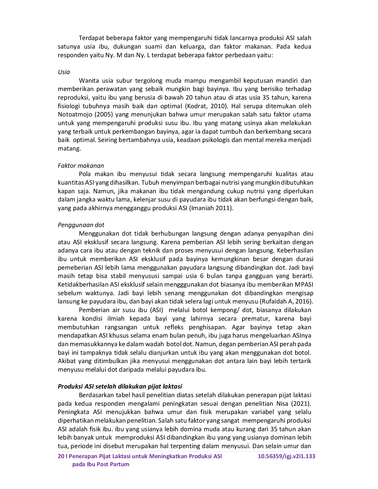 JURIS Penerapan Pijat Laktasi untuk Meningkatkan Produksi ASI pada Ibu Post Partum