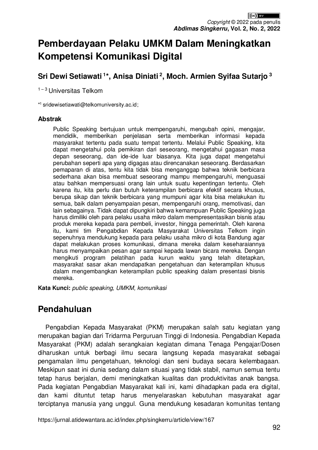 JURIS Pemberdayaan Pelaku UMKM Dalam Meningkatkan Kompetensi Komunikasi Digital