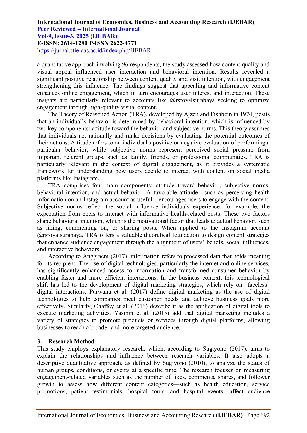 JURIS An Analysis of the Determinant Factors Influencing Follower Engagement on the Instagram Account Rs Royal Surabaya