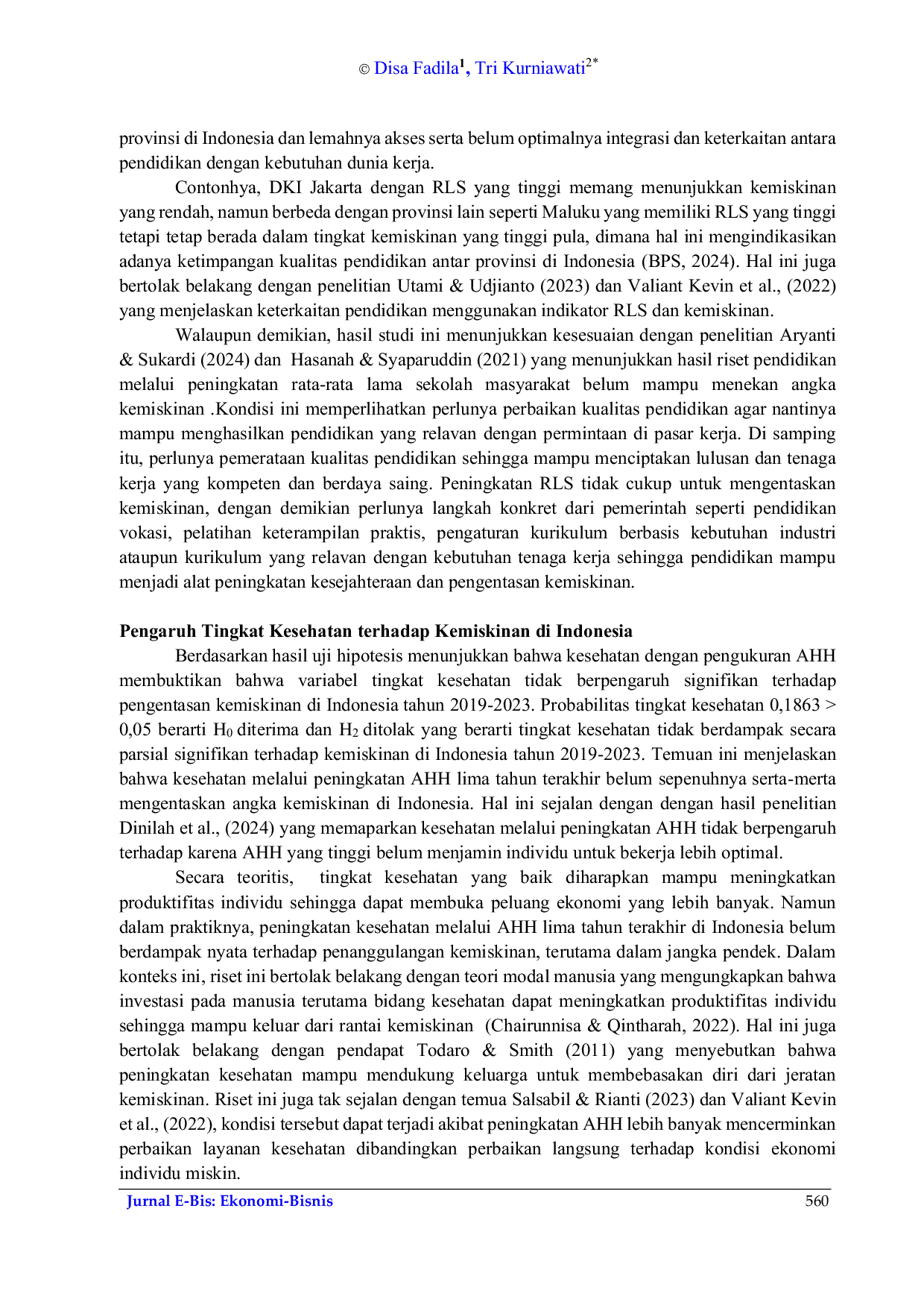 JURIS Tingkat Pendidikan Kesehatan Dan Pengangguran Terbuka Di Indonesia Dan Pengaruhnya Terhadap Tingkat Kemiskinan