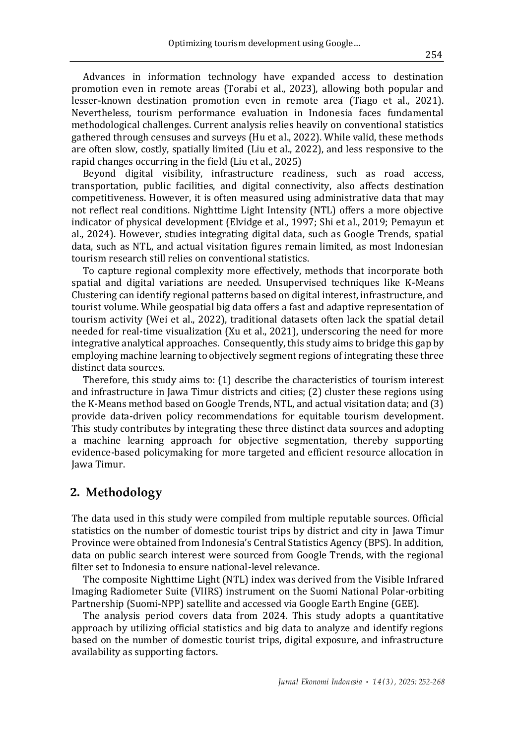 JURIS Optimizing tourism development using Google Trends and nighttime light NTL data