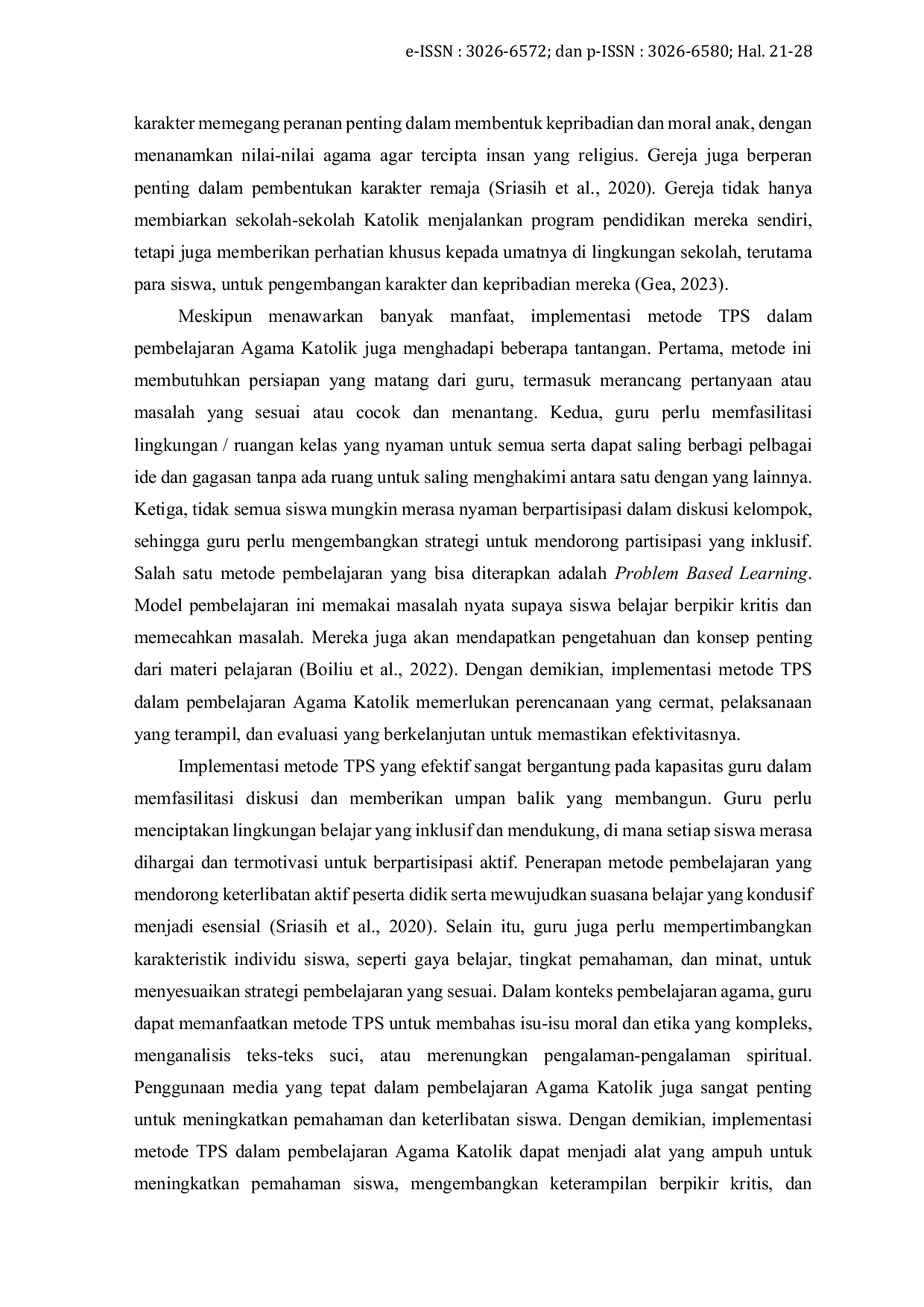 JURIS Penerapan Metode Pembelajaran Think Pair Share dalam Pendidikan Agama Katolik