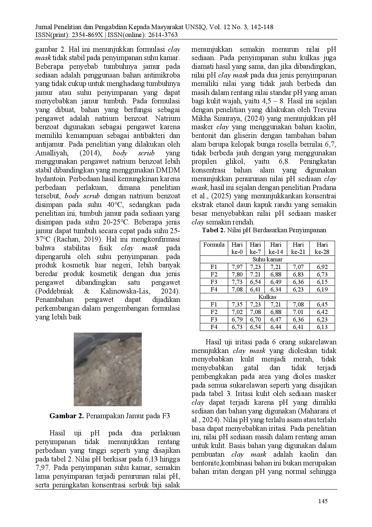 juris Stabilitas Fisik Clay Mask Serbuk Biji Salak Wedi Sebagai Perawatan Kulit Bagi Pelaku Olahraga Rekreasi