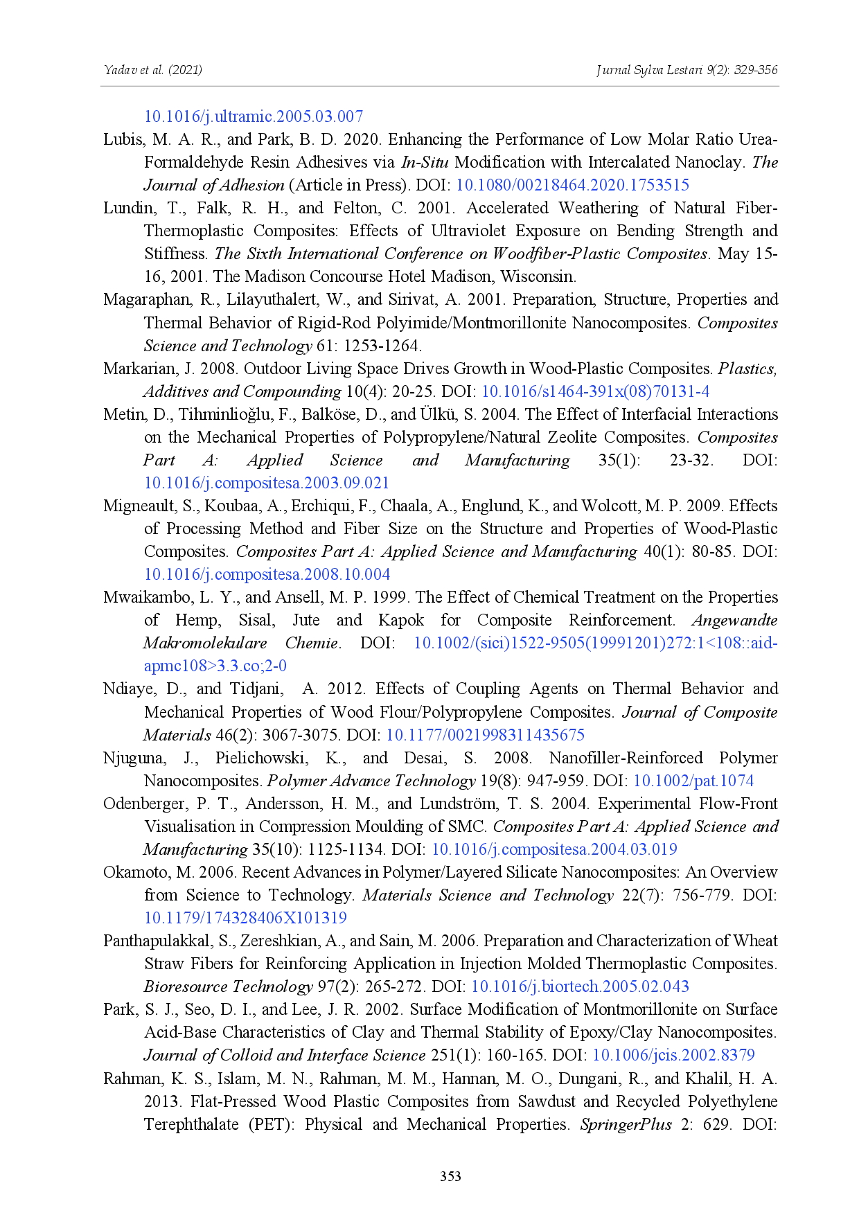 juris A Comprehensive Review on Process and Technological Aspects of Wood Plastic Composites