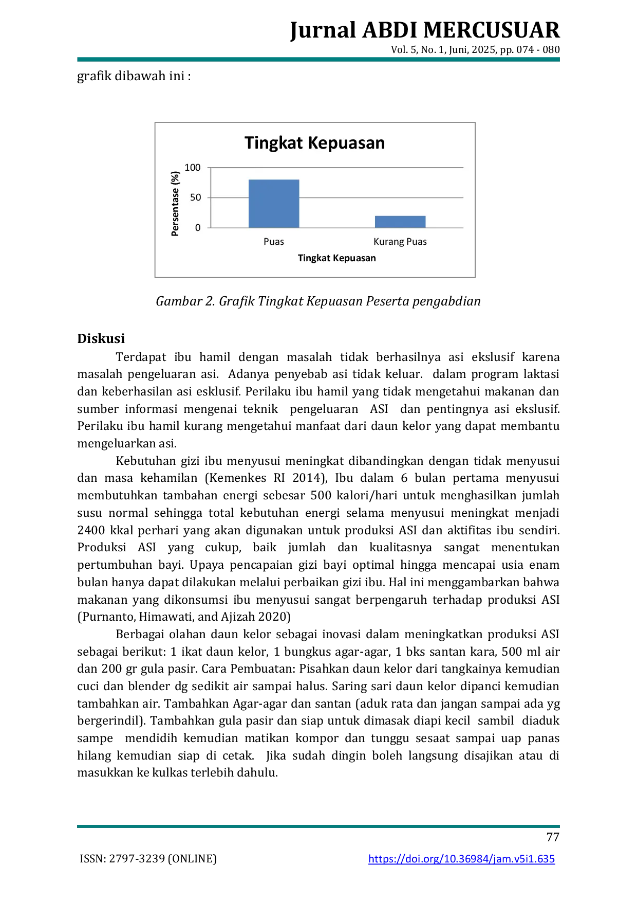 JURIS Pemanfaatan Daun Kelor Untuk Meningkatkan Produksi Asi Pada Ibu Menyusui Di Desa Sipangko Kecamatan Angkola Muara Tais