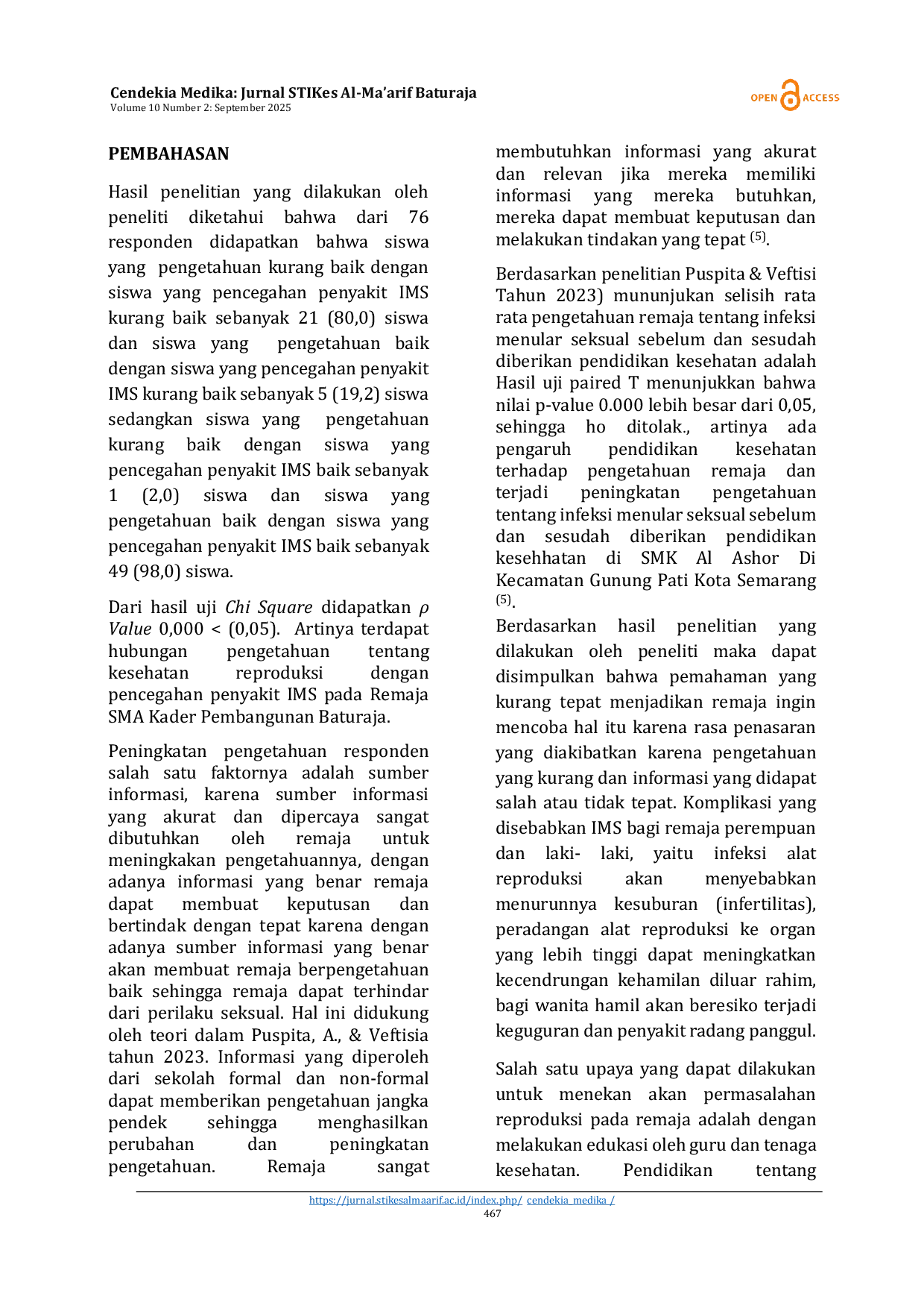 JURIS Hubungan Pengetahuan dan Sikap Tentang Kesehatan Reproduksi dengan Pencegahan Penyakit Infeksi Menular Seksual Pada Remaja