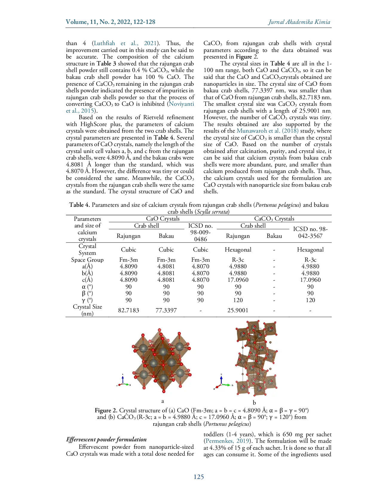JURIS Karaterisasi Ekstrak Kalsium Dari Cangkang Rajungan Portunus Pelagicus Dan Cangkang Bakau Scylla Serrata Menggunakan Kalsinasi Sebagai Effervescent