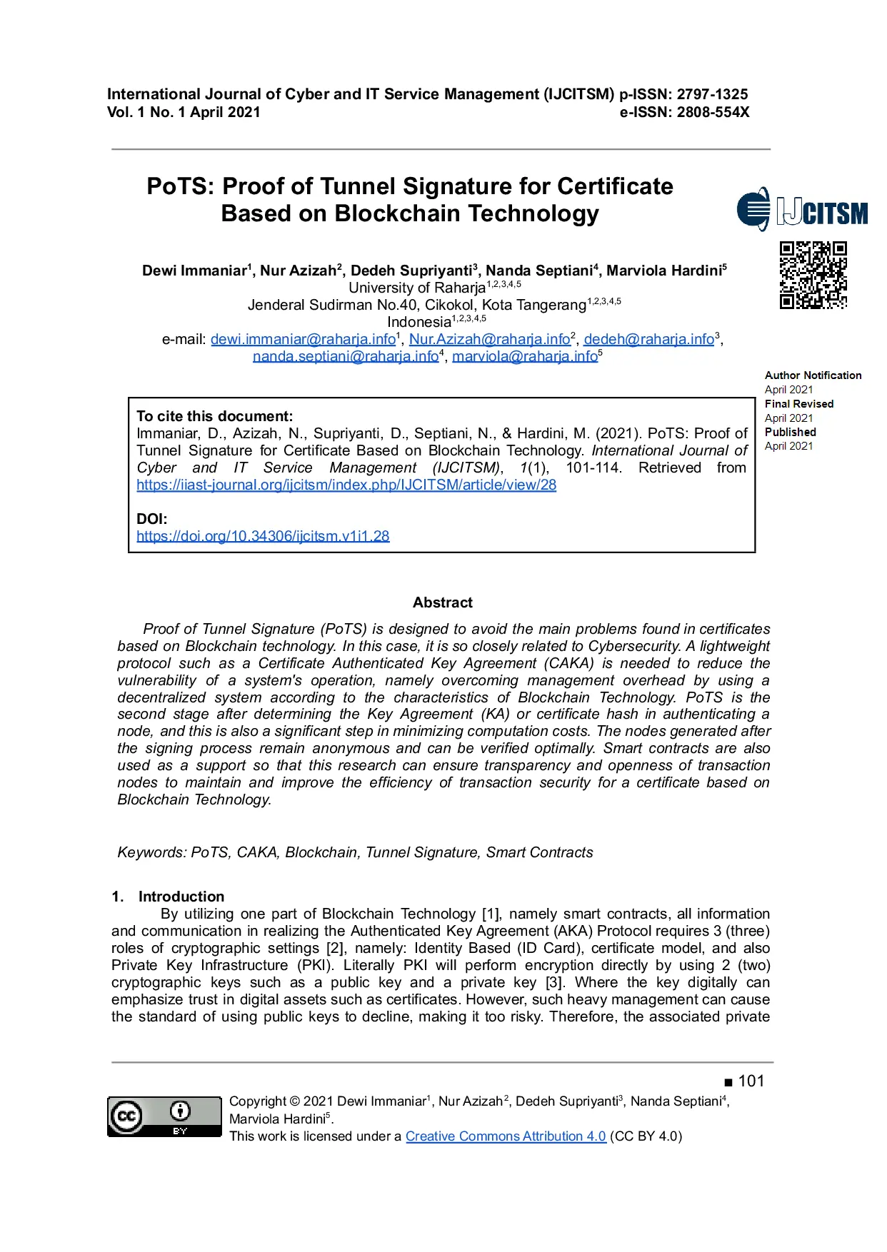 JURIS PoTS Proof of Tunnel Signature for Certificate Based on Blockchain Technology