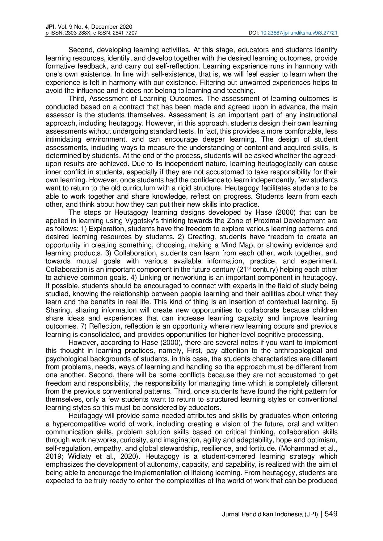 juris Vygotsky s Zone Of Proximal Development and The Students Progress in Learning A Heutagogcal Bibliographical Review