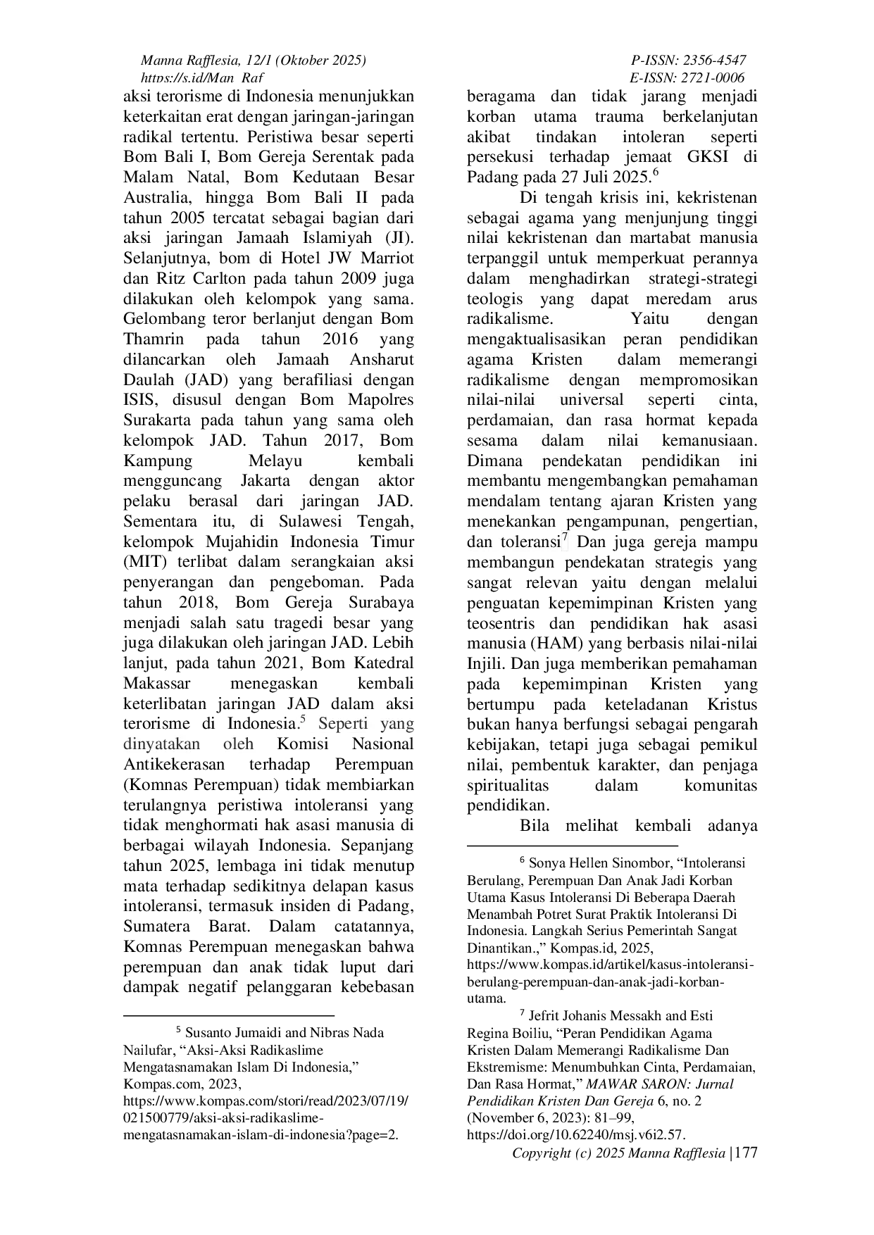 JURIS Kepemimpinan Kristen Dan Nilai Nilai Hak Asasi Manusia Sebagai Strategi Teologis Dalam Menangkal Radikalisme