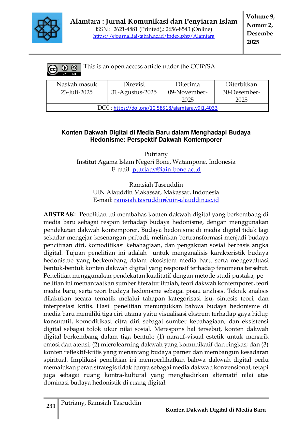 JURIS Digital Islamic Preaching Content in New Media in Facing Hedonistic Culture A Contemporary Islamic Preaching Perspective