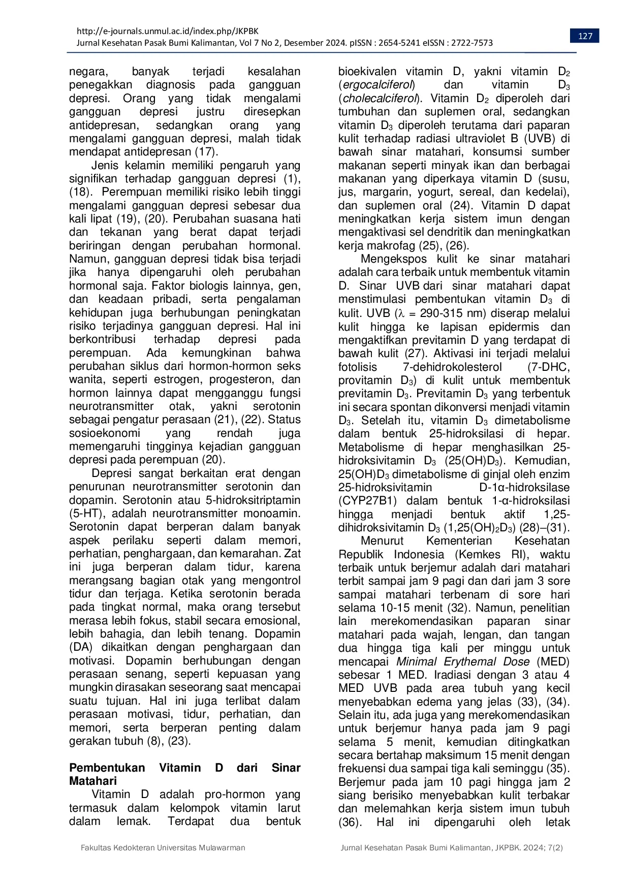 JURIS Sunlight Vitamin D and Depressive Disorders A Literature Review
