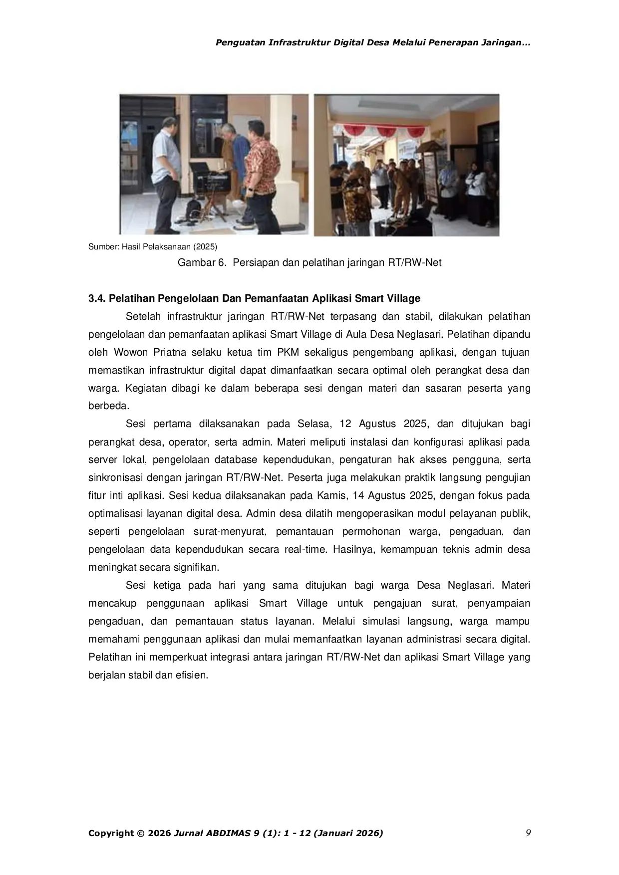 JURIS Penguatan Infrastruktur Digital Desa Melalui Penerapan Jaringan RT RW Net Dan Pelatihan Pemanfaatan Aplikasi Smart Village