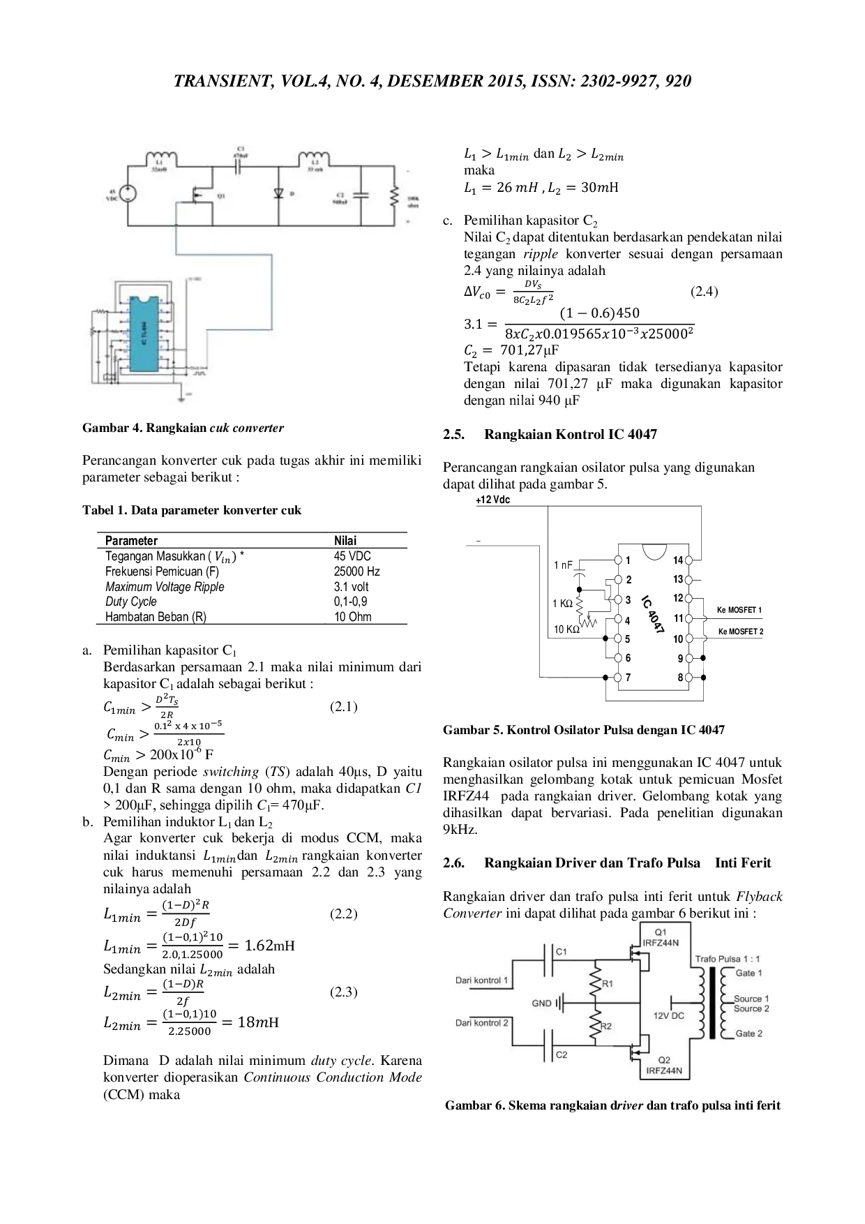 JURIS Pembuatan Alat Pereduksi Gas Co Pada Asap Rokok Berbasis Cuk Flyback Tegangan Tinggi