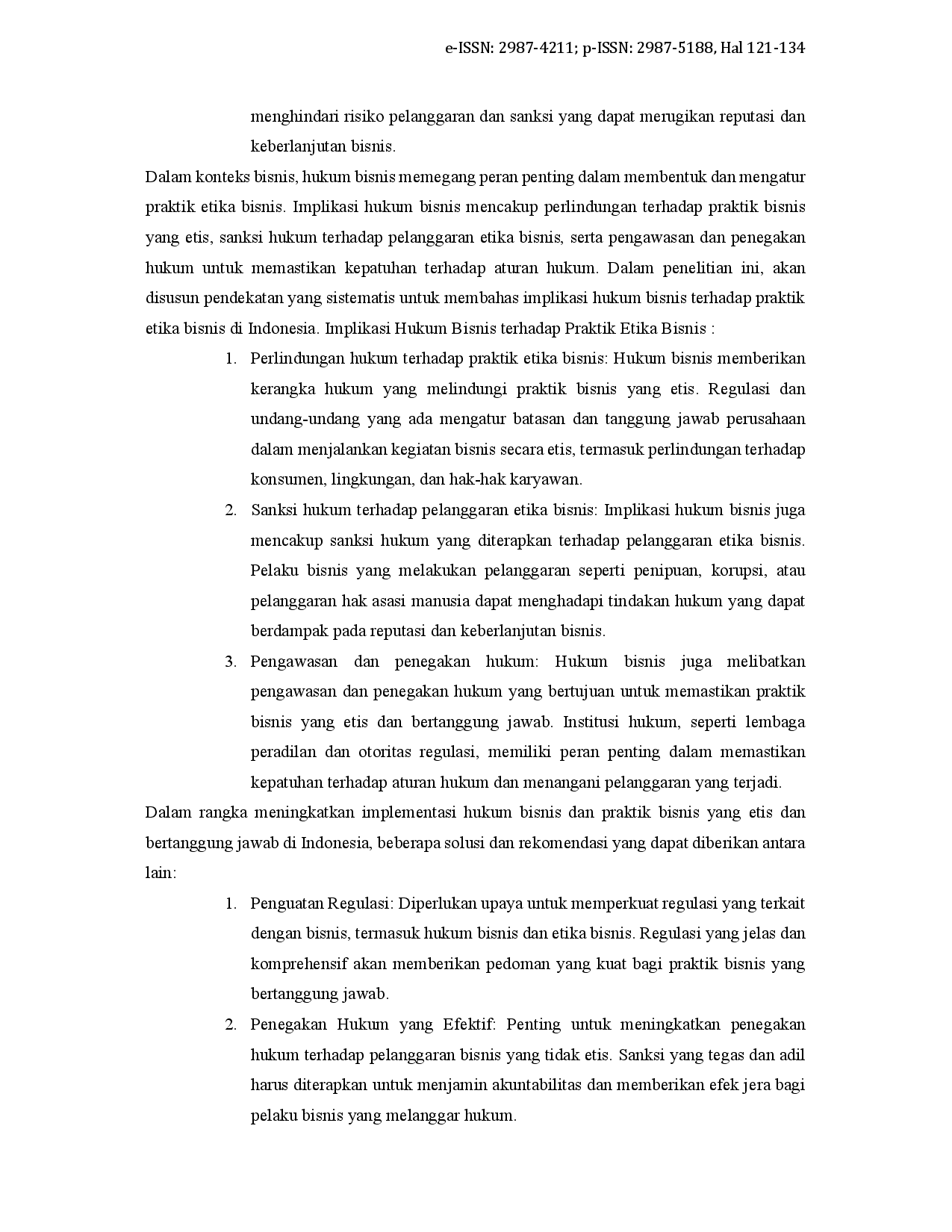 juris Implikasi Hukum Bisnis Terhadap Praktik Etika Bisnis Di Indonesia