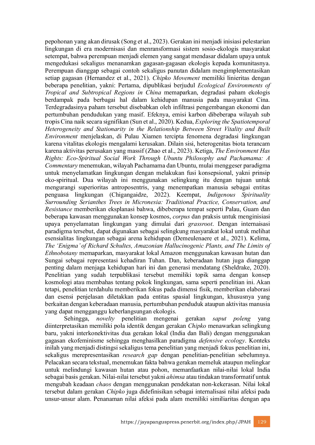 JURIS Ekofeminisme Chipko Movement Interkonektivitas Dengan Gerakan Saput Poleng di Bali sebagai Operasionalisasi Pelestarian Alam Berbasis Ibuisme Dalam Kosmologi Hindu