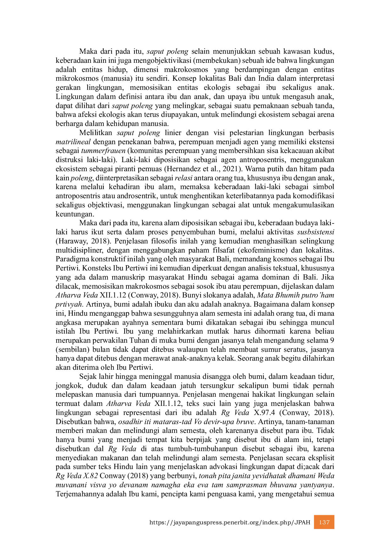 JURIS Ekofeminisme Chipko Movement Interkonektivitas Dengan Gerakan Saput Poleng di Bali sebagai Operasionalisasi Pelestarian Alam Berbasis Ibuisme Dalam Kosmologi Hindu