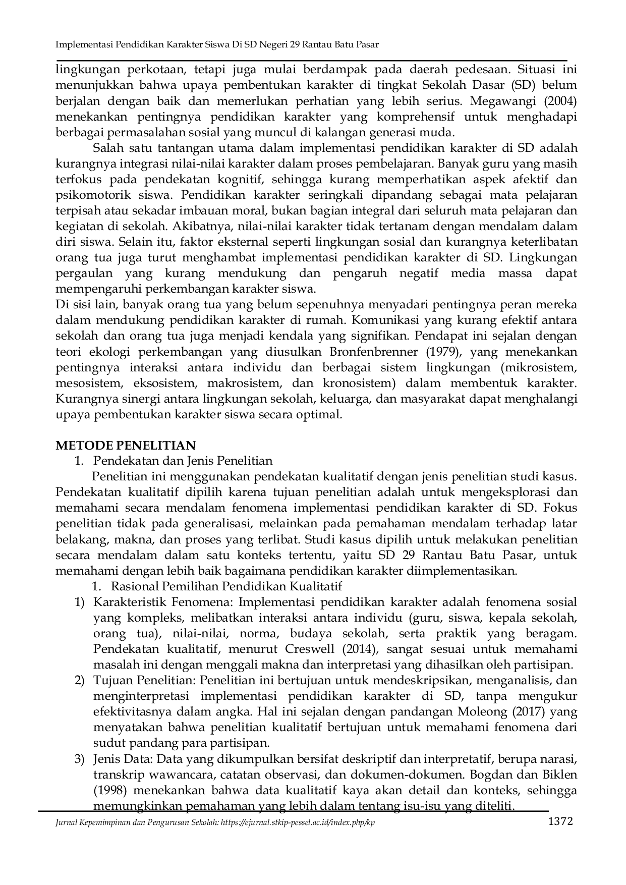 JURIS Implementasi Pendidikan Karakter Siswa di SD Negeri 29 Rantau Batu Pasar