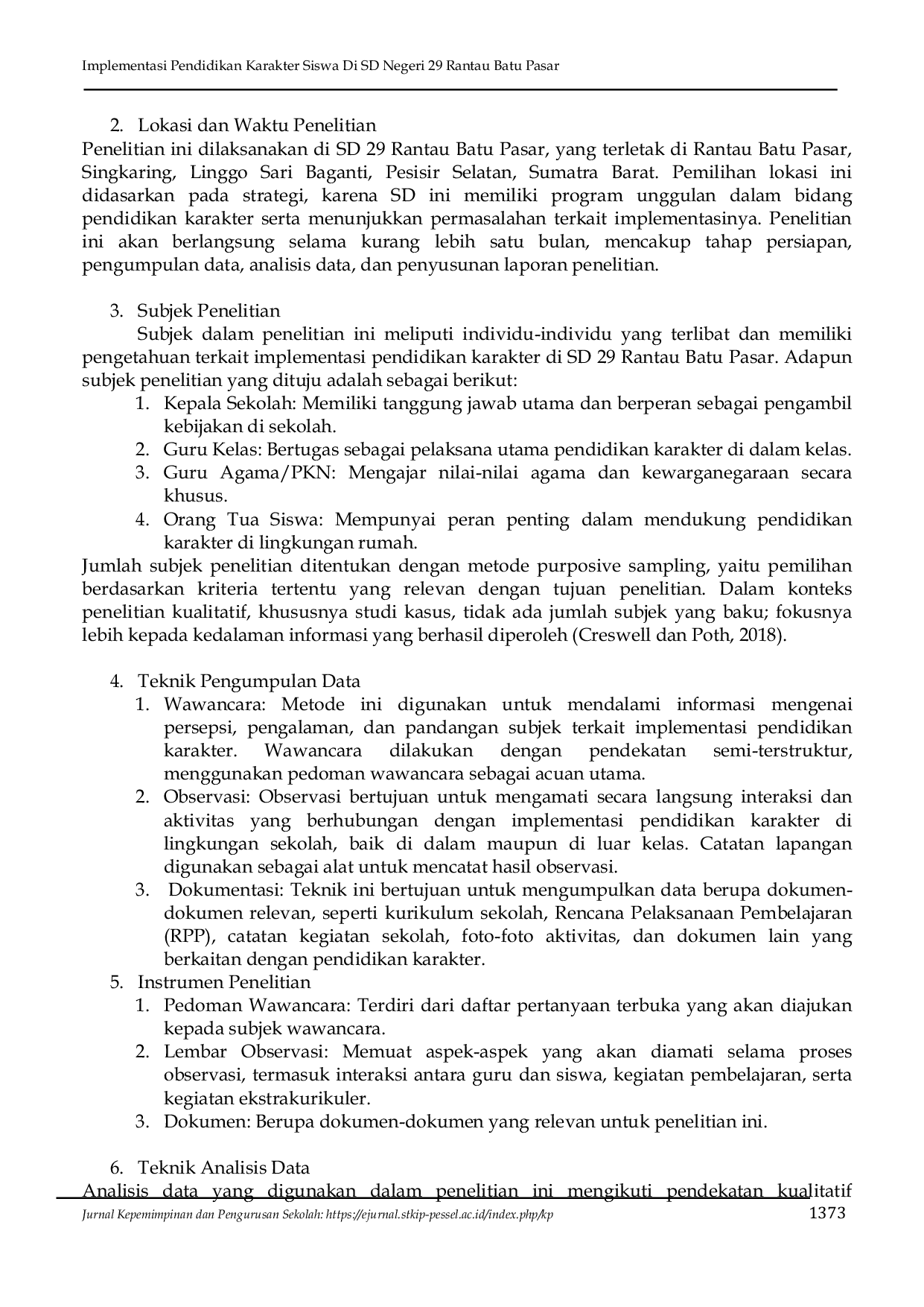 JURIS Implementasi Pendidikan Karakter Siswa di SD Negeri 29 Rantau Batu Pasar