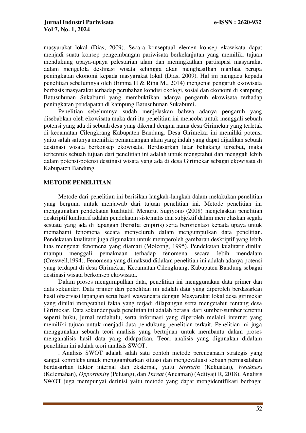 juris Potensi Destinasi Wisata Desa Girimekar Sebagai Ekowisata di Kabupaten Bandung