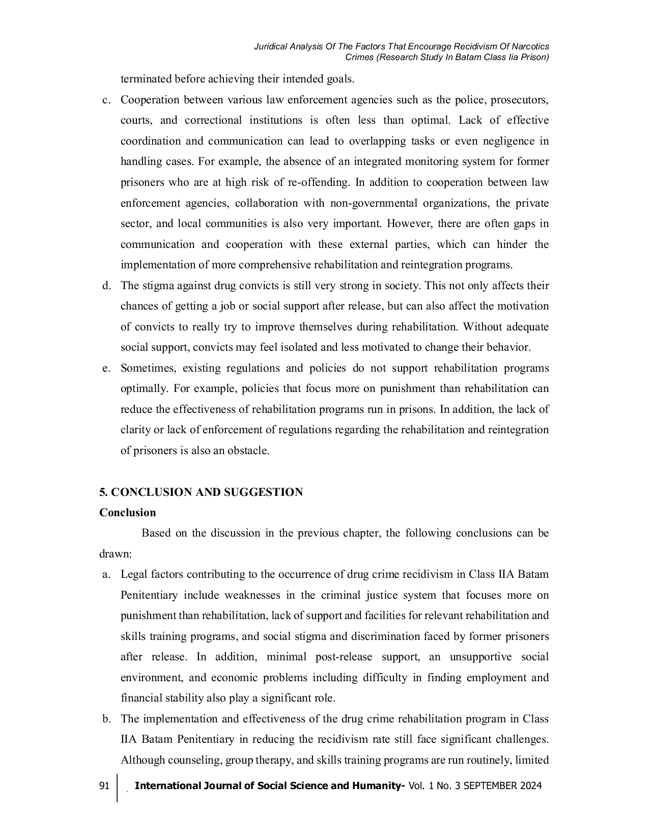 JURIS Juridical Analysis Of The Factors That Encourage Recidivism Of Narcotics Crimes Research Study In Batam Class Iia Prison