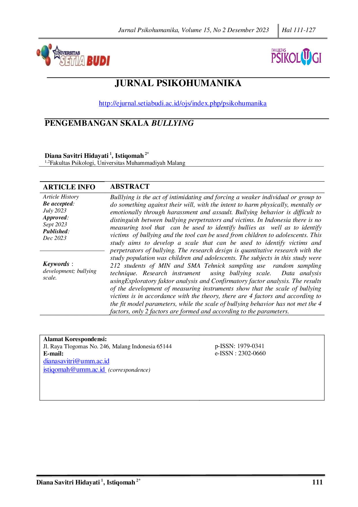 JURIS Pengembangan Skala Bullying