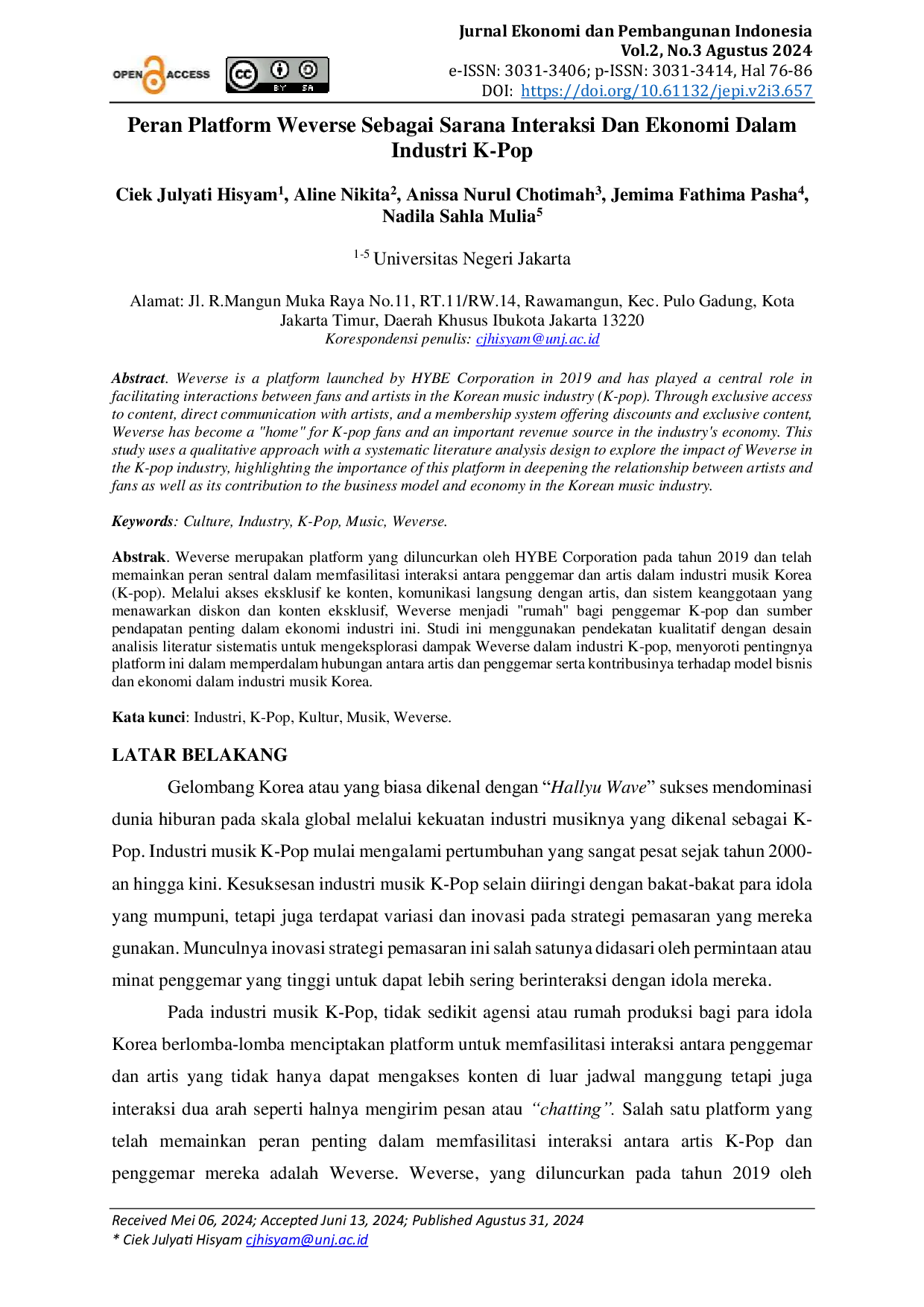 JURIS Peran Platform Weverse Sebagai Sarana Interaksi Dan Ekonomi Dalam Industri K Pop