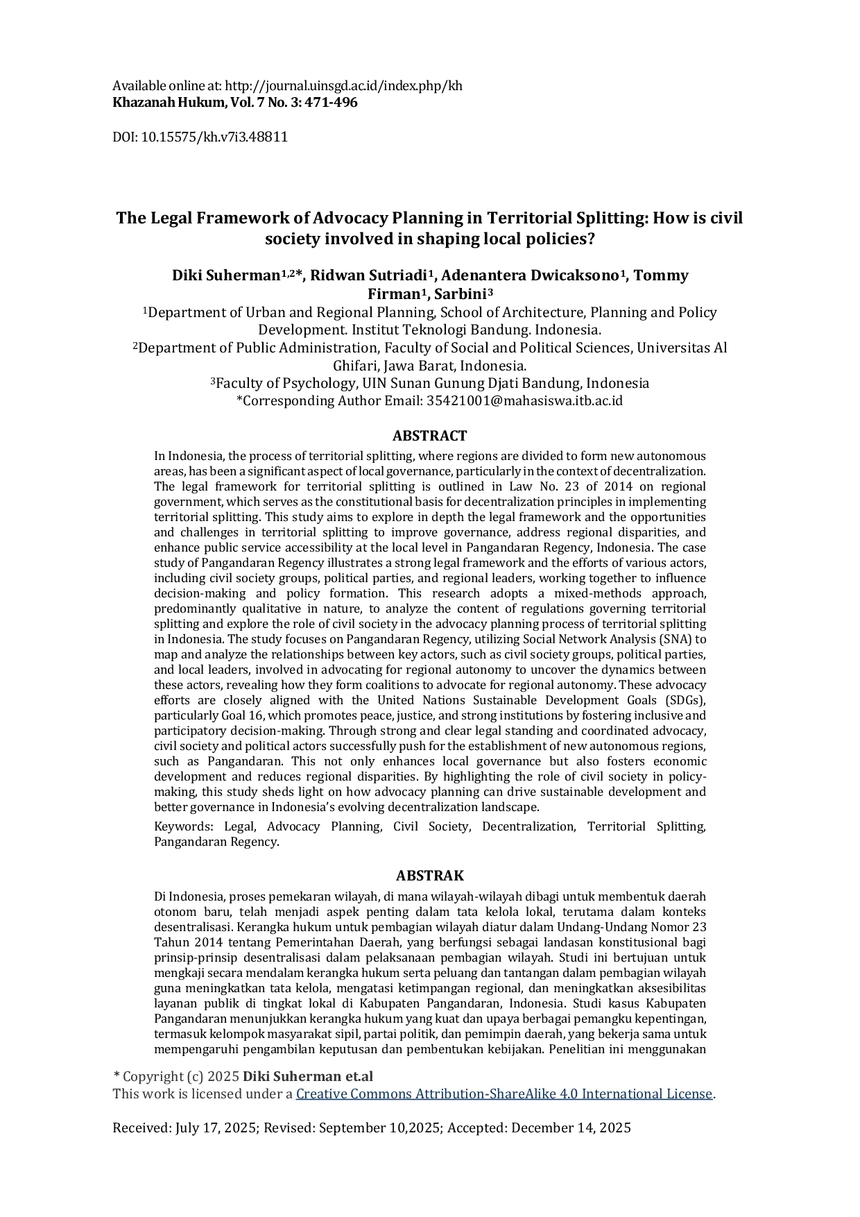JURIS The Legal Framework of Advocacy Planning in Territorial Splitting How is civil society involved in shaping local policies