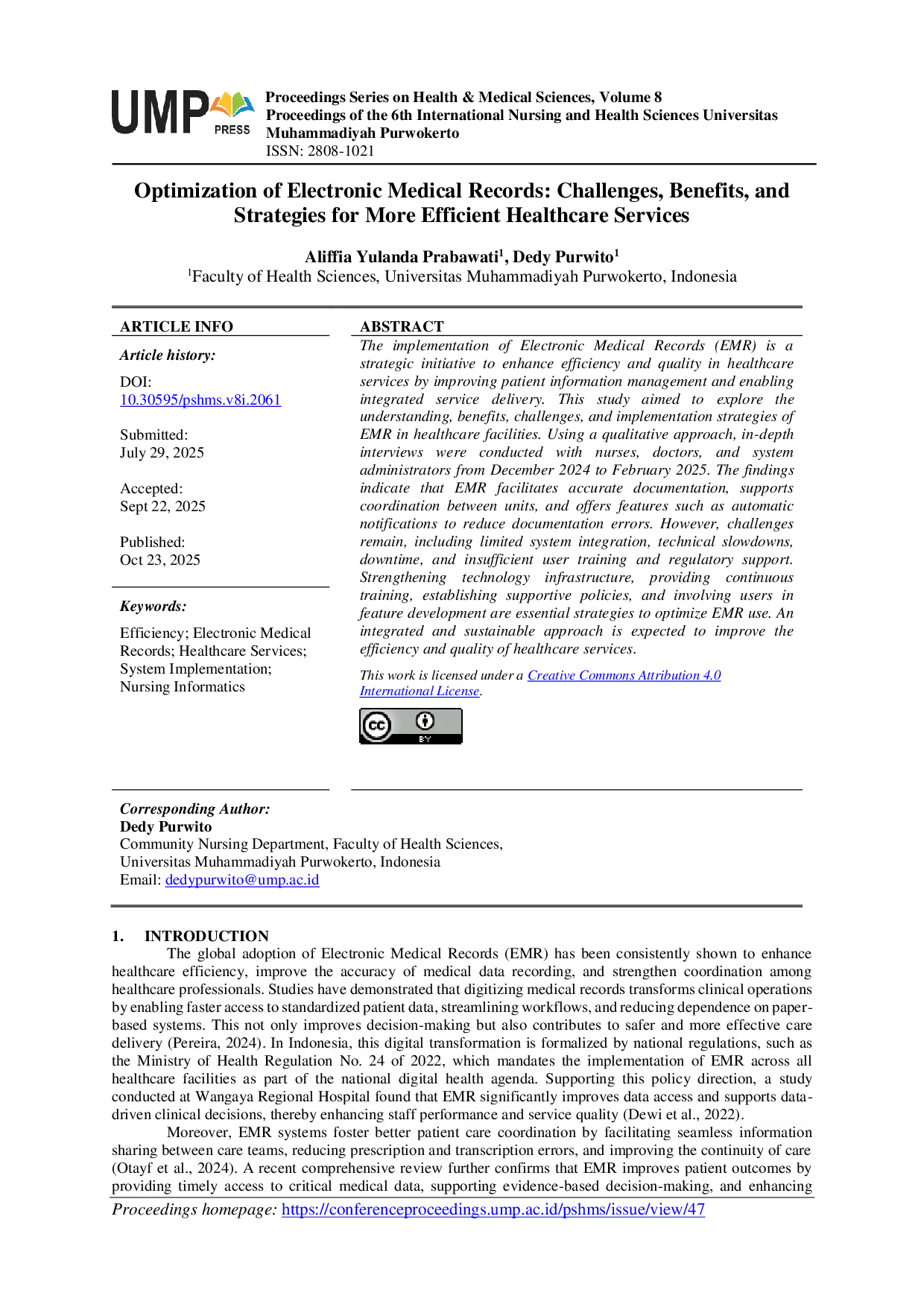 JURIS Optimization of Electronic Medical Records Challenges Benefits and Strategies for More Efficient Healthcare Services